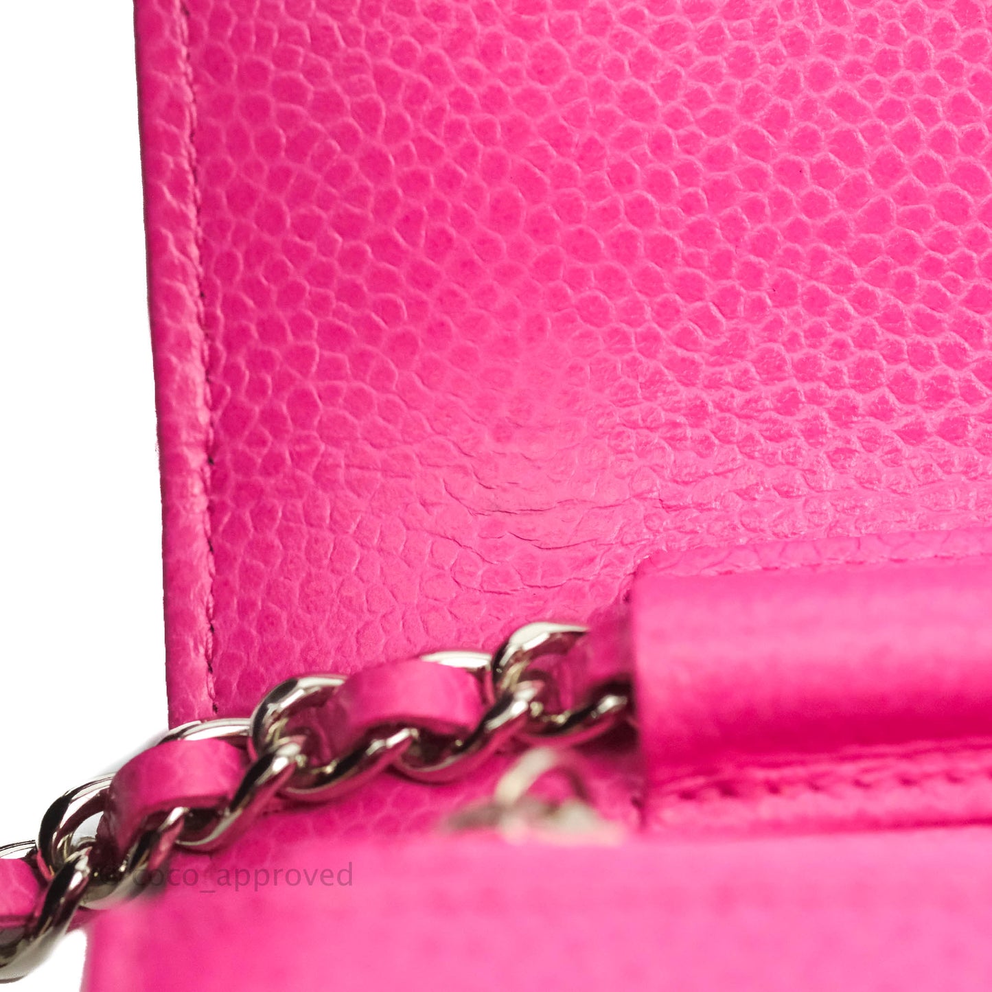 Chanel Quilted Wallet on Chain WOC Pink Caviar Silver Hardware
