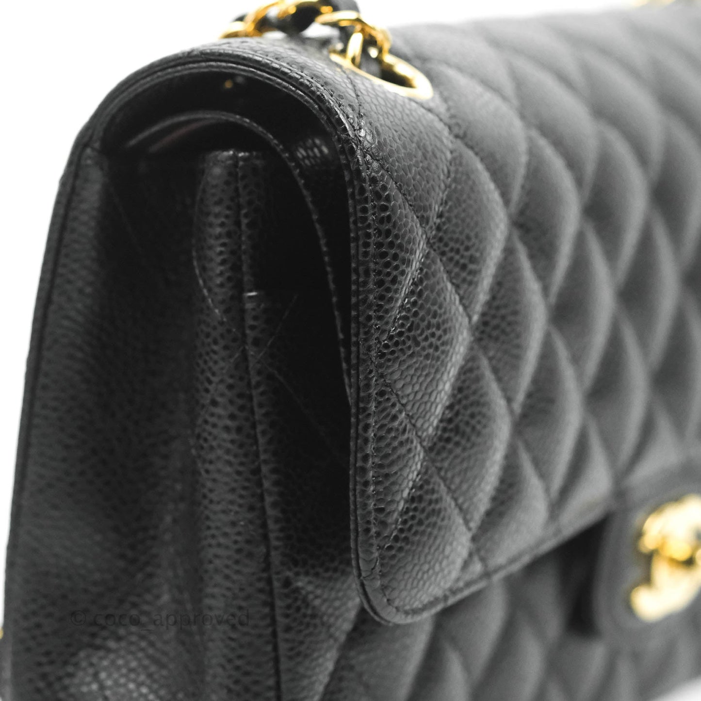 Chanel Classic M/L Medium Flap Quilted Black Caviar Gold Hardware