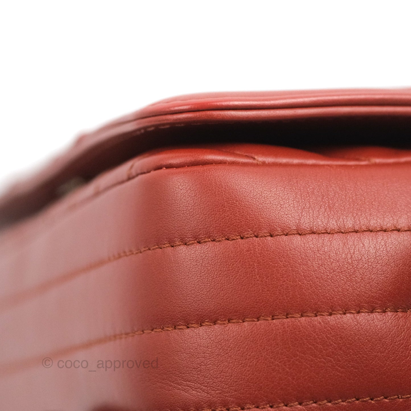 Chanel Small Statement Chevron Flap Bag Red Calfskin Gold Hardware