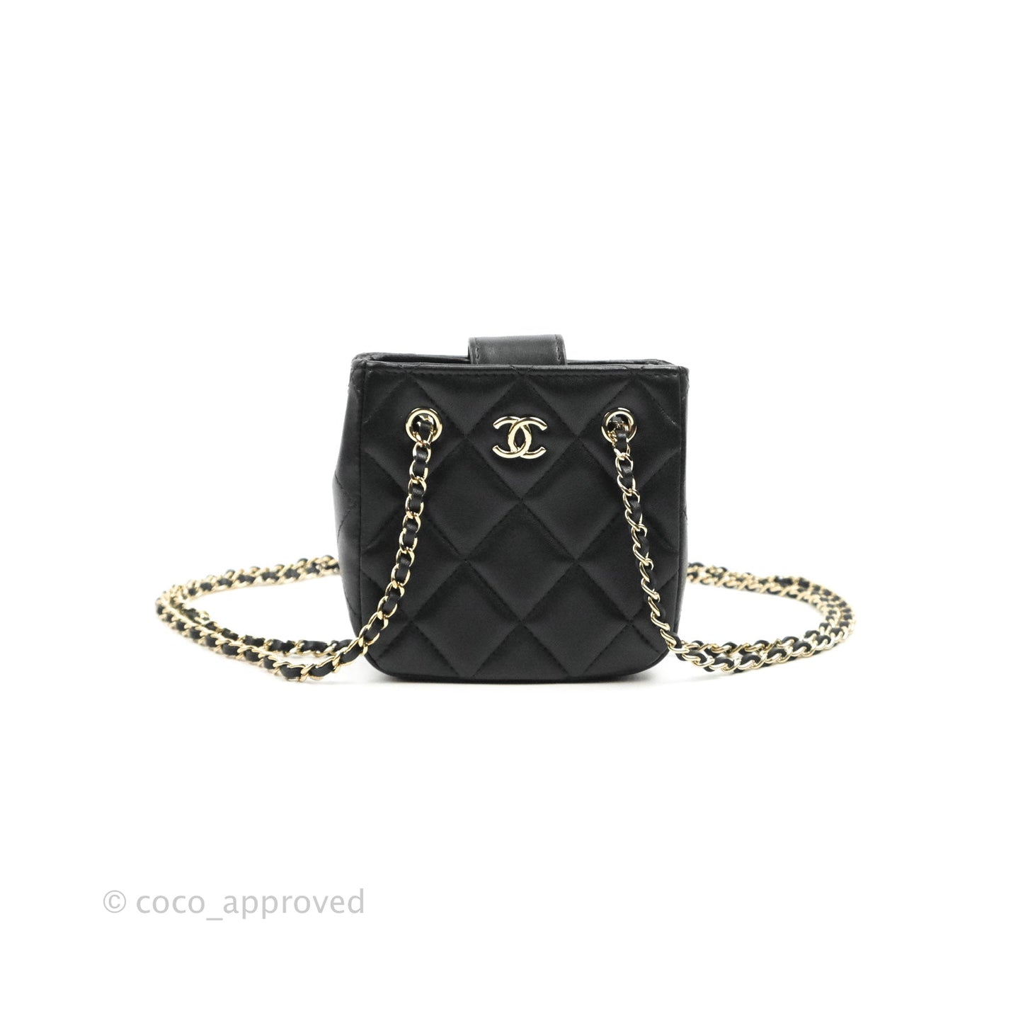 Chanel Mini Clutch With Chain Black Lambskin Gold Hardware 22C