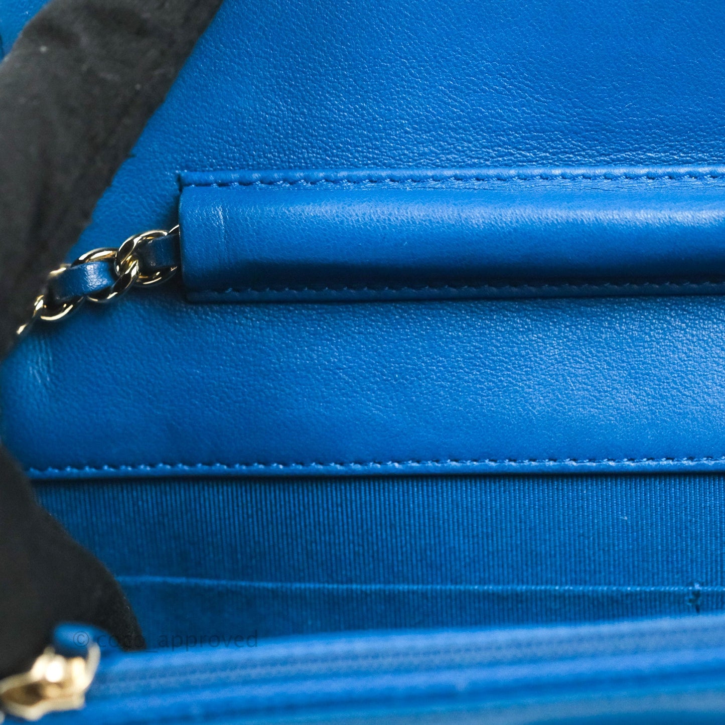 Chanel Quilted Classic Wallet on Chain WOC Blue Lambskin Gold Hardware