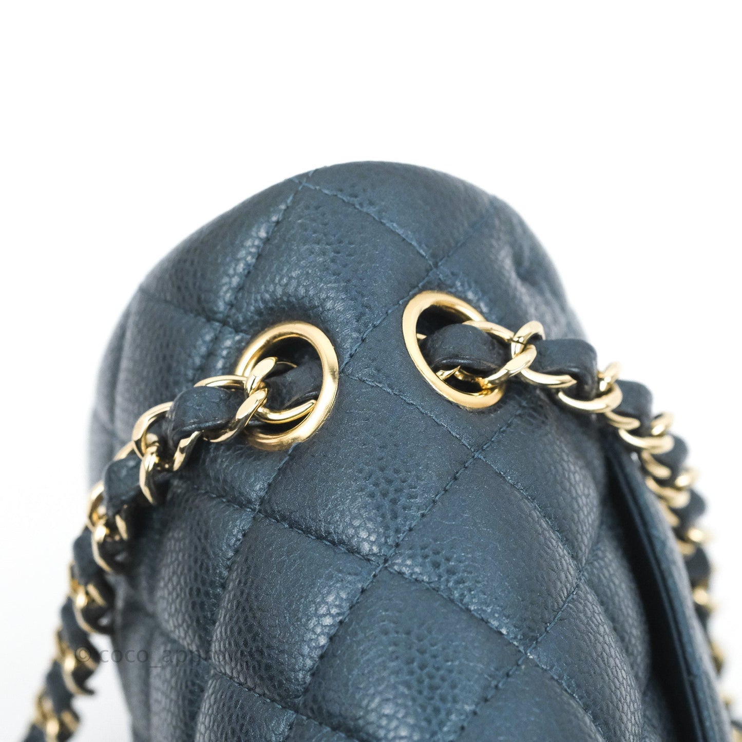 Chanel Small Classic Flap Quilted Iridescent Navy Caviar Gold Hardware 18S
