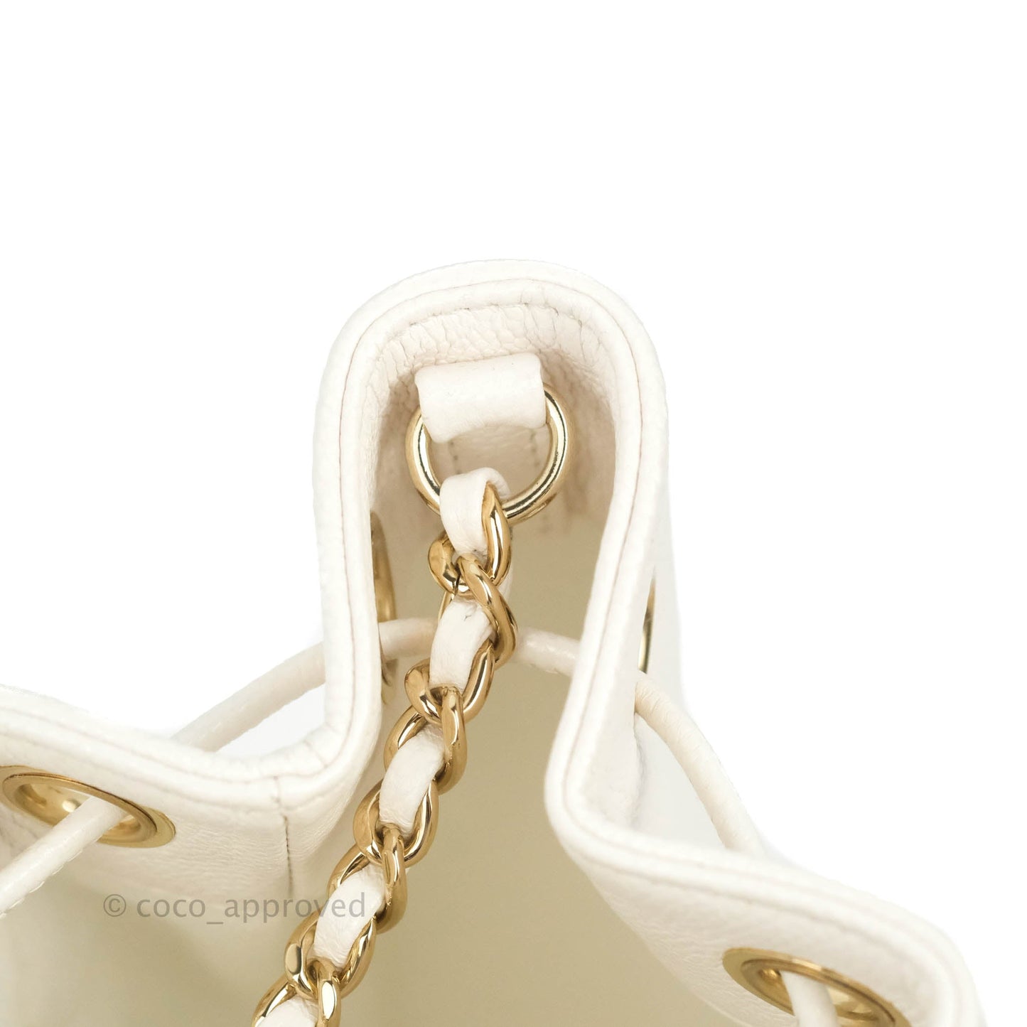 Chanel Business Affinity Drawstring Bucket Bag White Caviar Gold Hardware