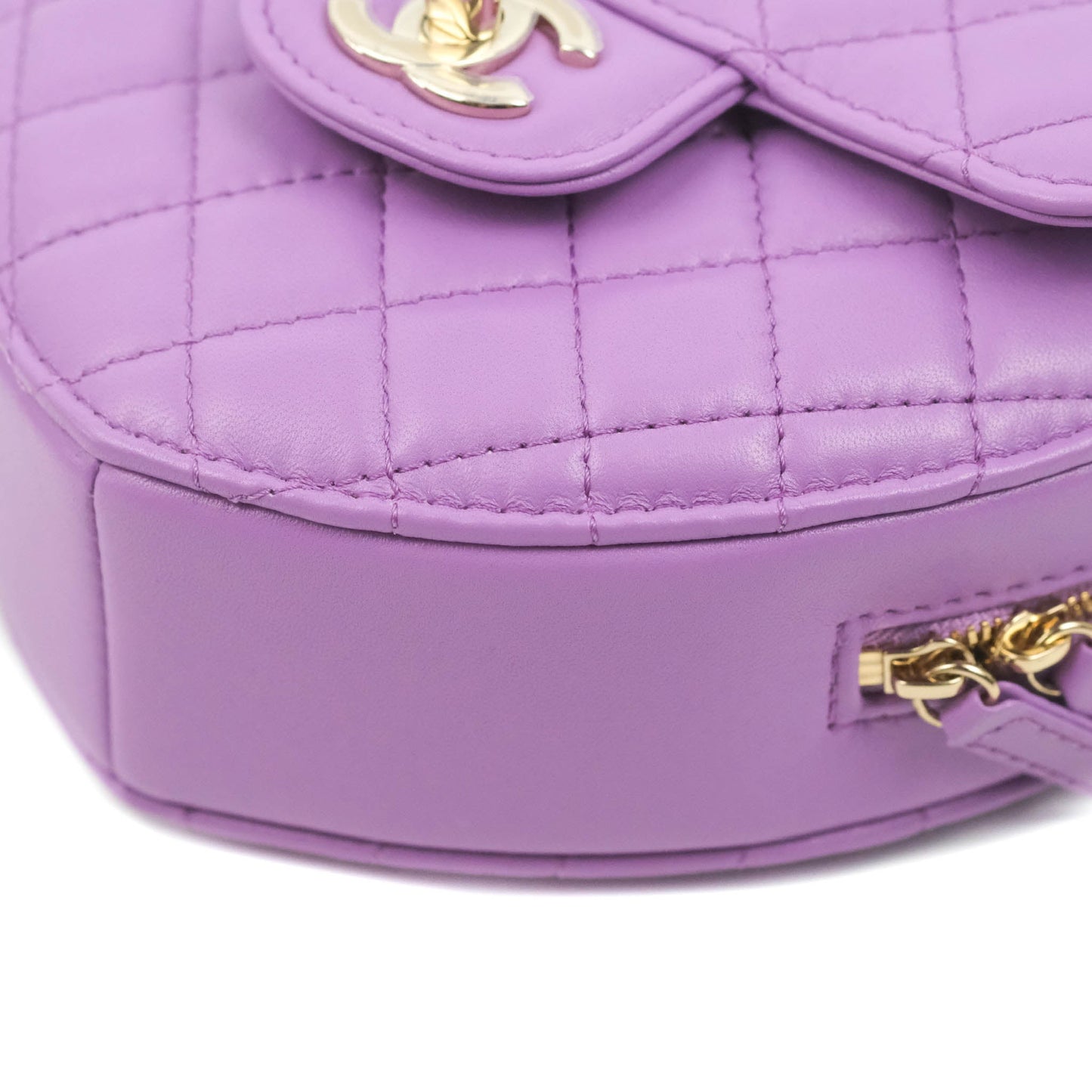 Chanel Large Heart Bag Purple Lambskin Gold Hardware 22S