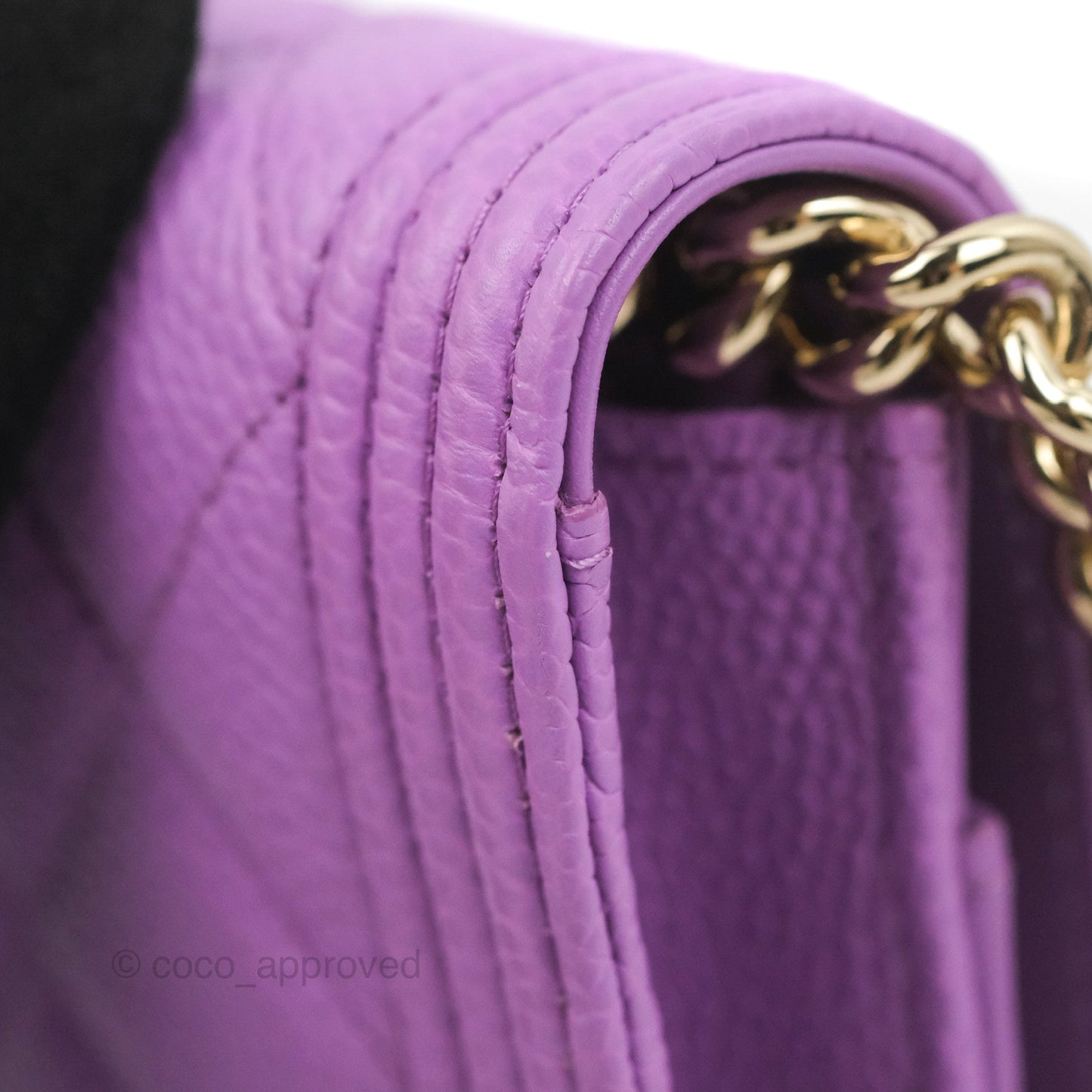 Chanel Quilted Boy Wallet on Chain WOC Purple Caviar Gold Hardware