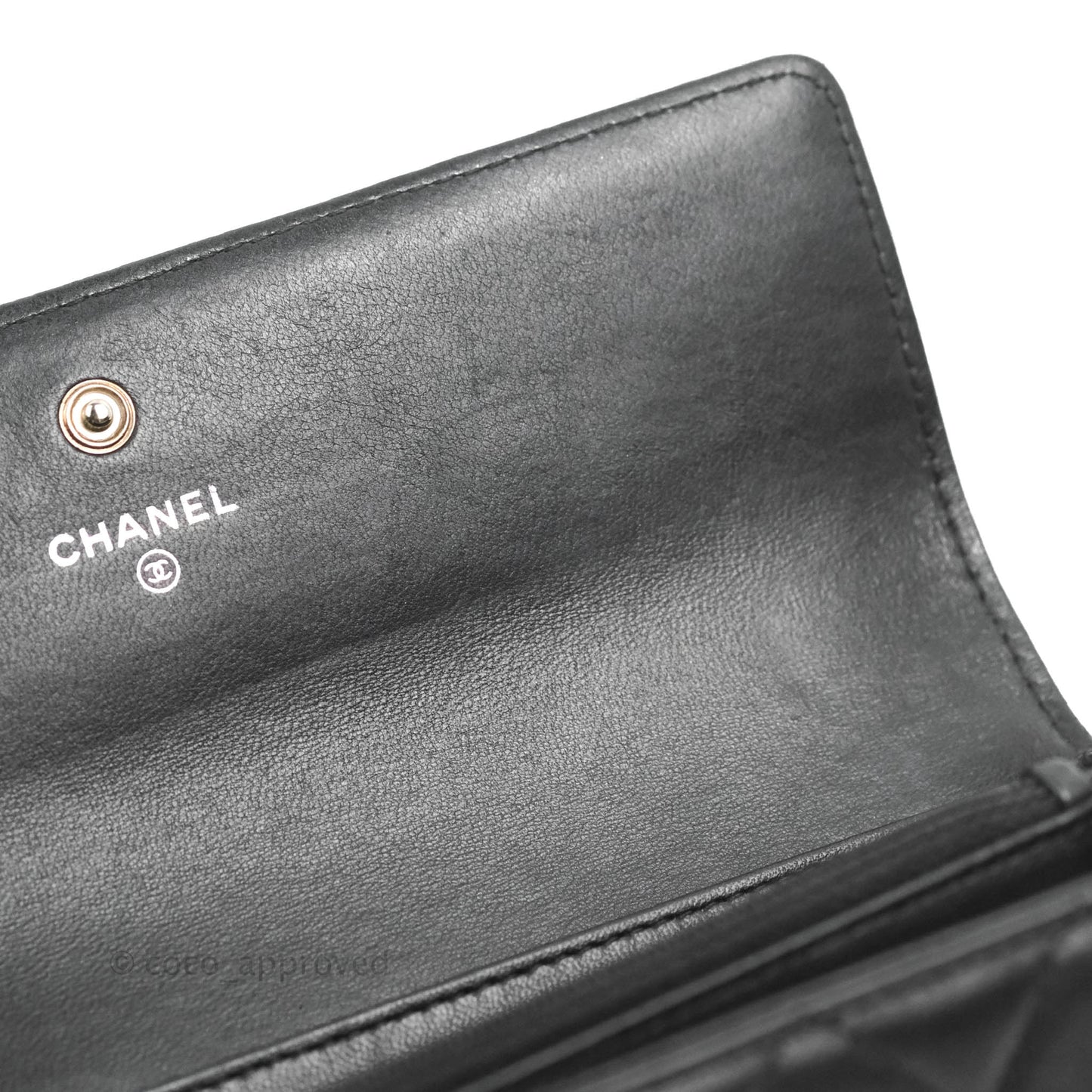 Chanel Quilted Boy Flap Long Wallet Black Lambskin Ruthentium Hardware