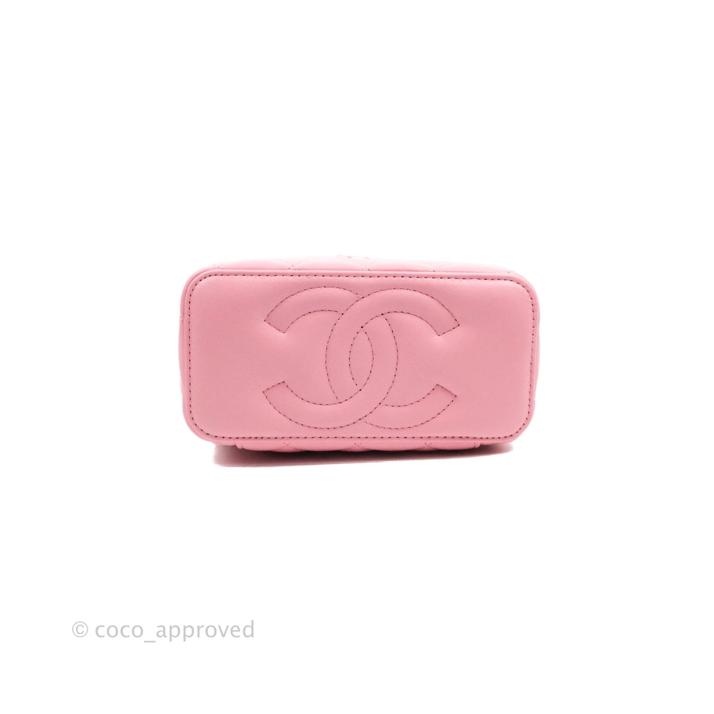 Chanel Vanity Rectangular with Top Handle Pick Me Up Pink Lambskin Aged Gold Hardware 22S