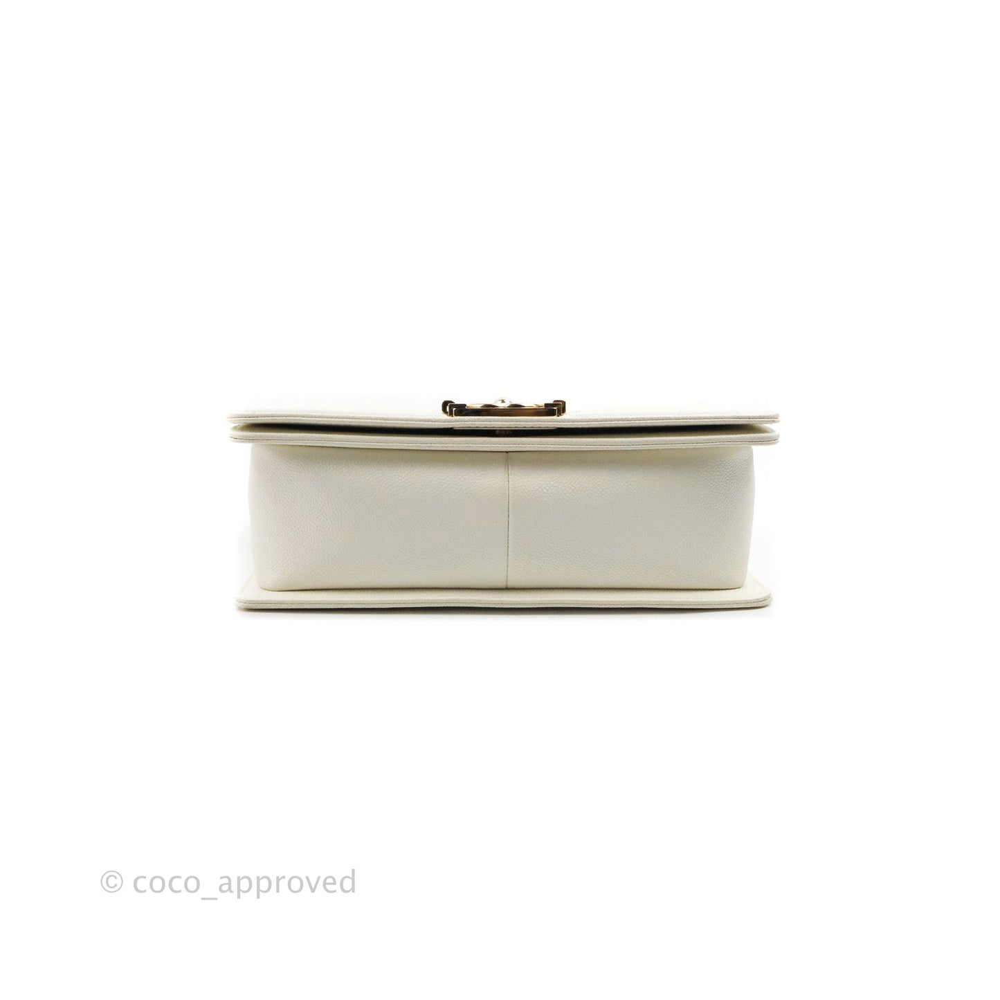 Chanel Quilted Medium Boy White Caviar Gold Hardware