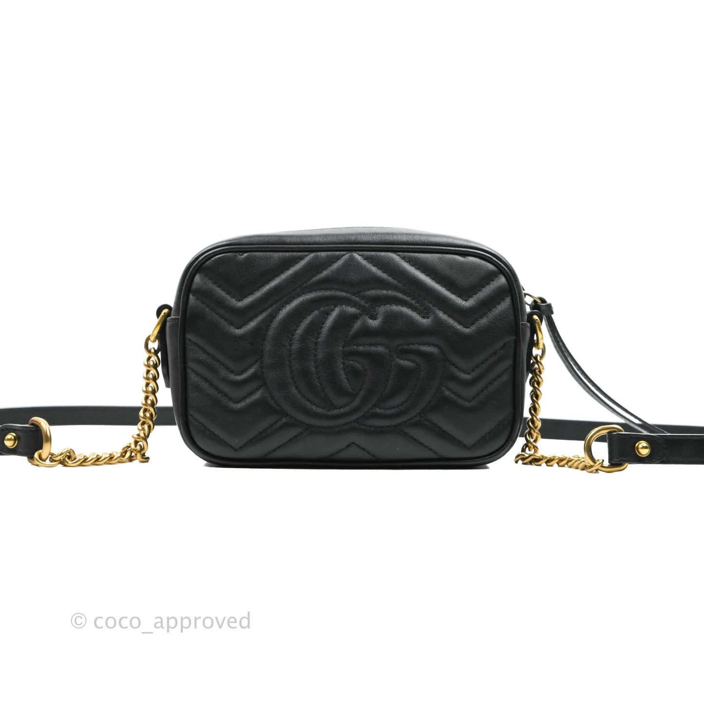 Gucci Mini Matelasse GG Marmont Camera Bag Black Calfskin Gold Hardware