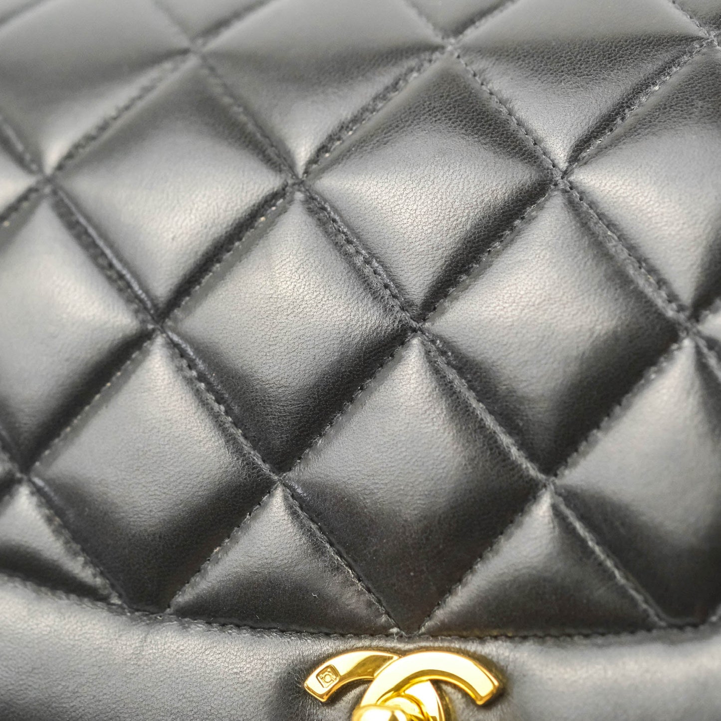 Chanel Vintage Quilted Medium Classic Diana Flap Bag Black Lambskin 24K Gold Hardware
