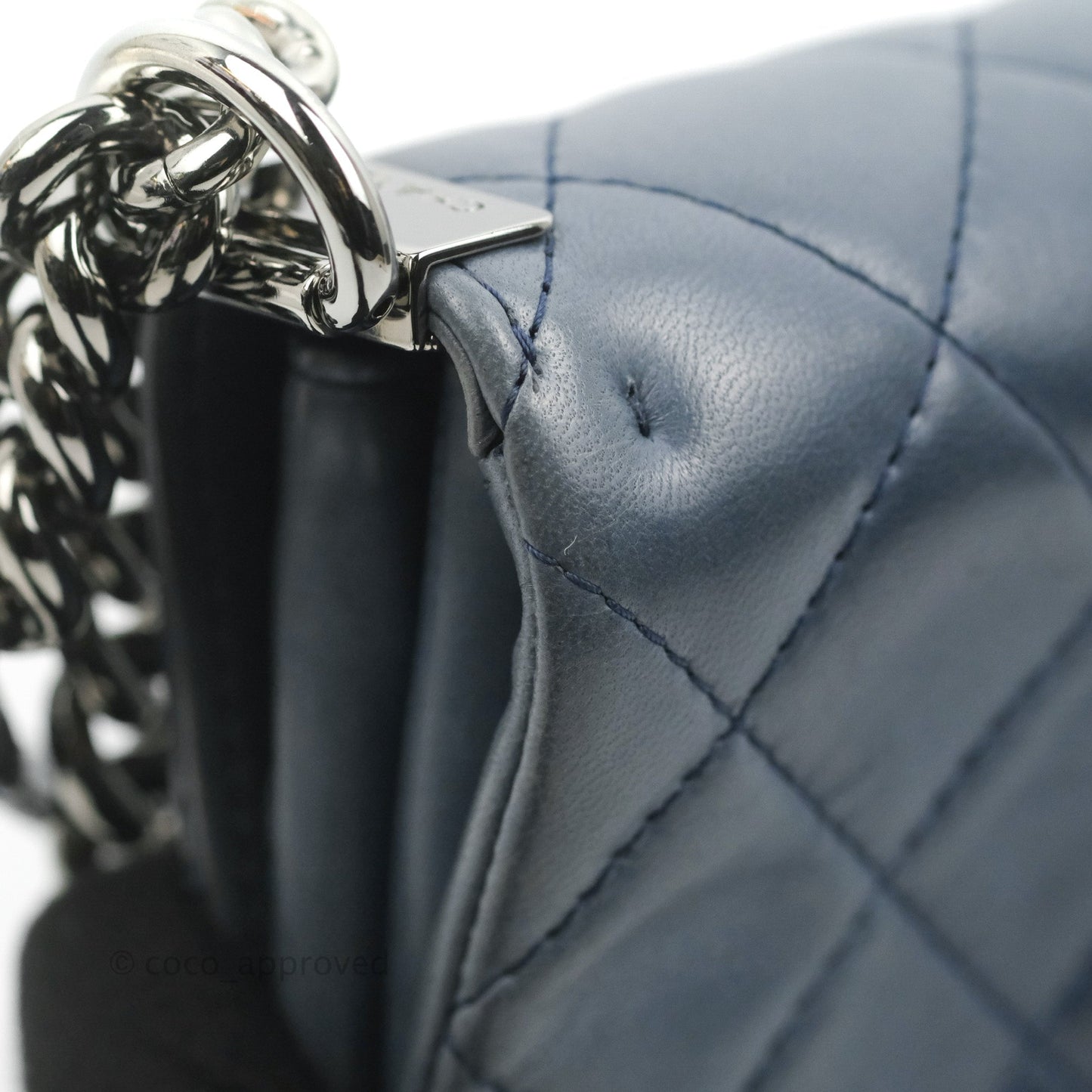 Chanel Boy Clutch With Chain Lambskin Dark Silver Hardware