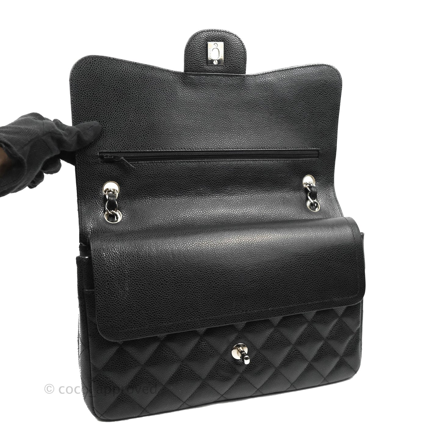 Chanel Classic Jumbo Double Flap Black Caviar Silver Hardware⁣⁣