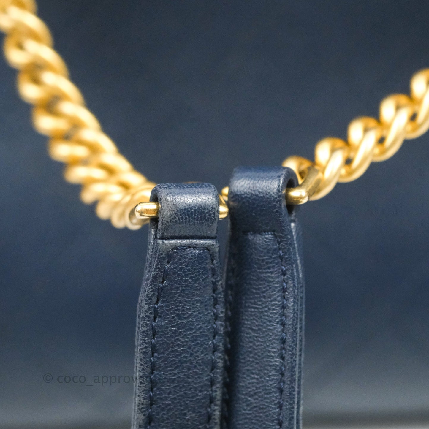 Chanel Flat Quilted Coco Luxe Large Shopping Bag Navy Aged Gold Hardware 18P