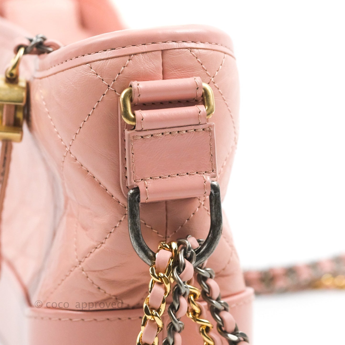 Chanel Quilted Small Gabrielle Hobo Pink Aged Calfskin