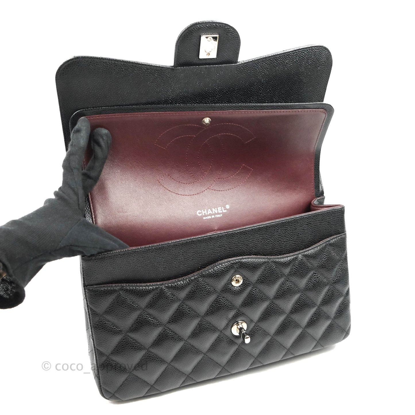 Chanel Jumbo Double Flap Black Caviar Silver Hardware⁣⁣