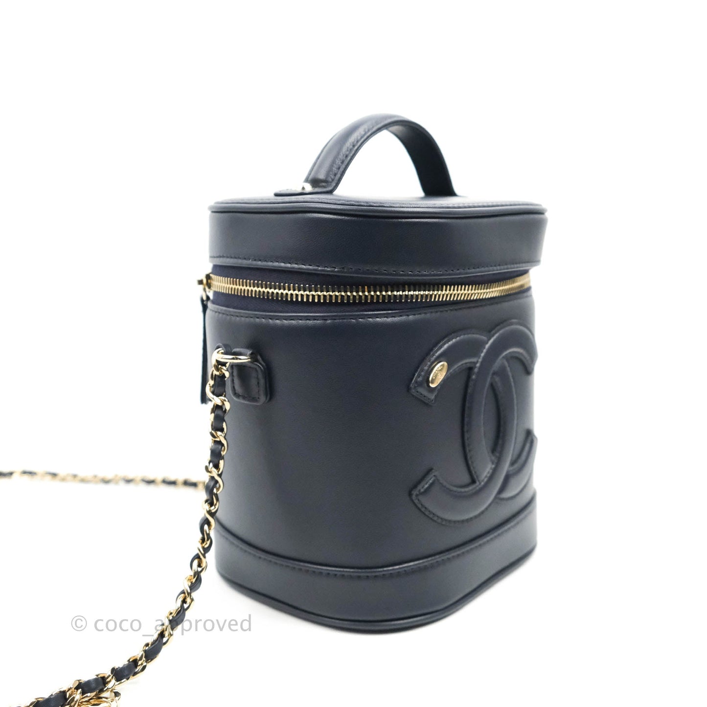 Chanel CC Mania Vanity Case Navy Lambskin Gold Hardware