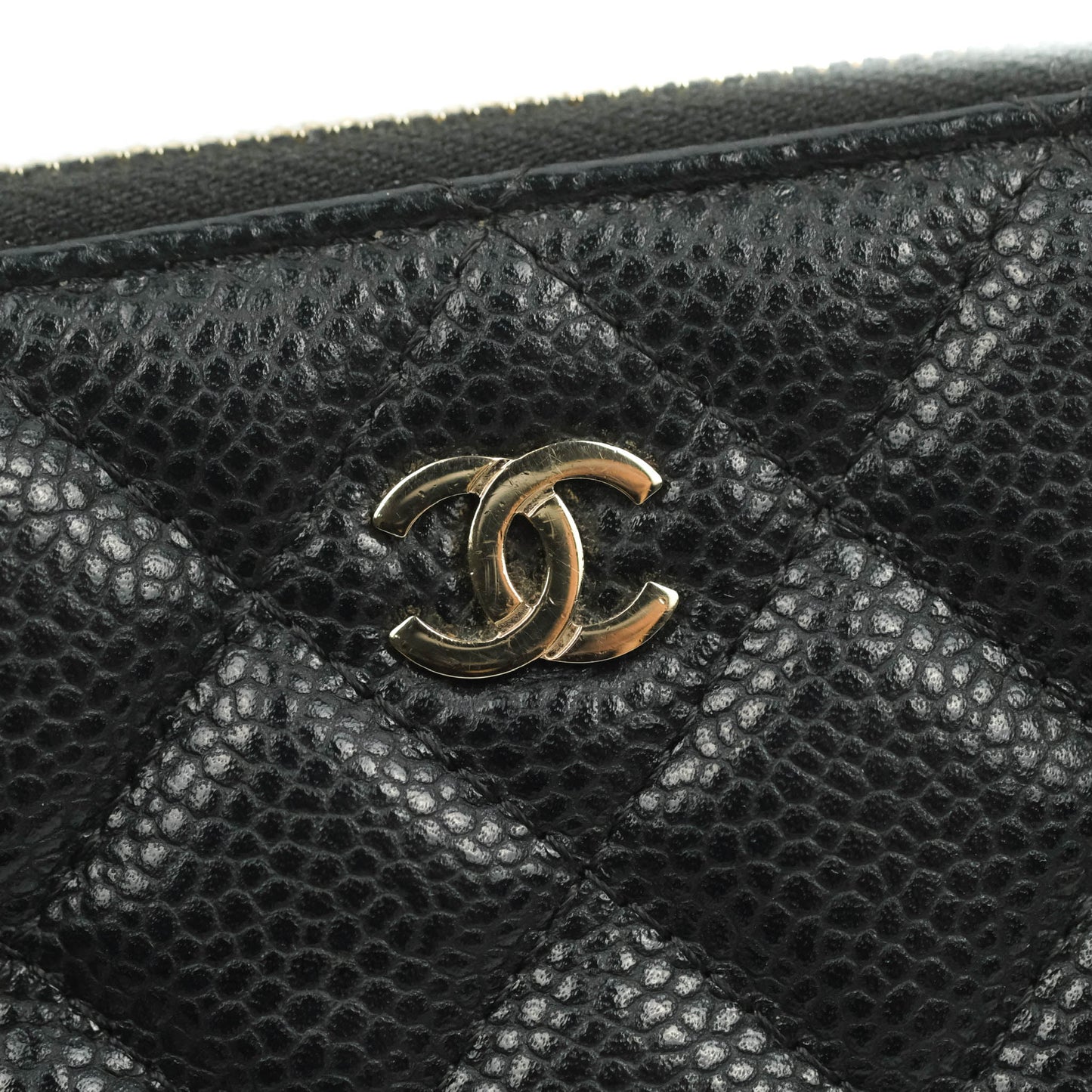 Chanel Quilted Clutch With Chain Black Caviar Gold Hardware