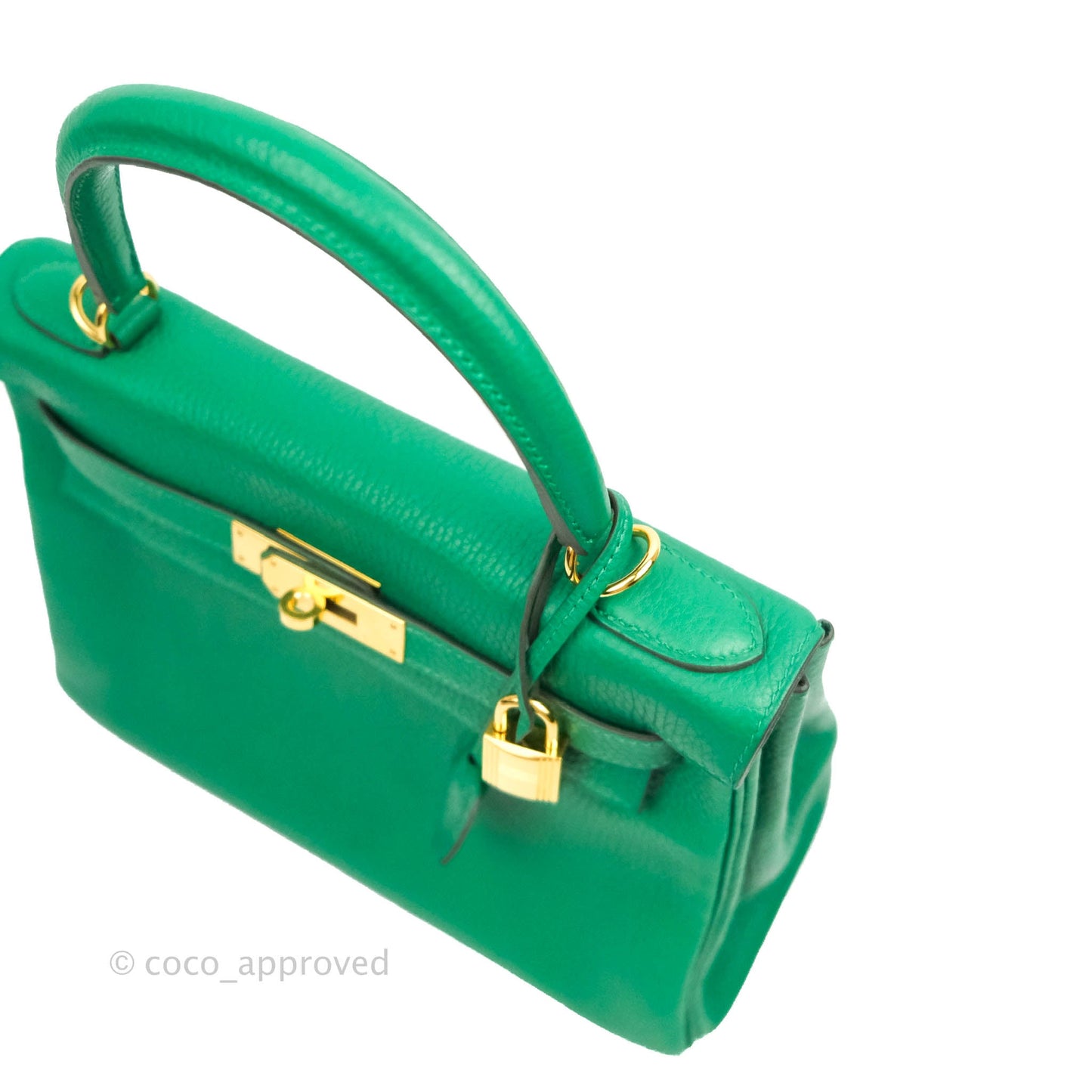 Hermès Retourne Taurillon Kelly 28 Vert Vertigo Clemence Gold Hardware