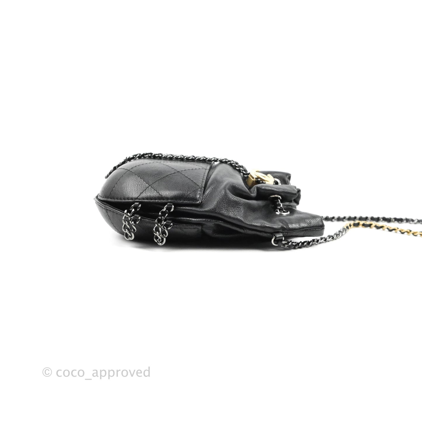 Chanel Small Gabrielle Drawstring Bag Black Calfskin