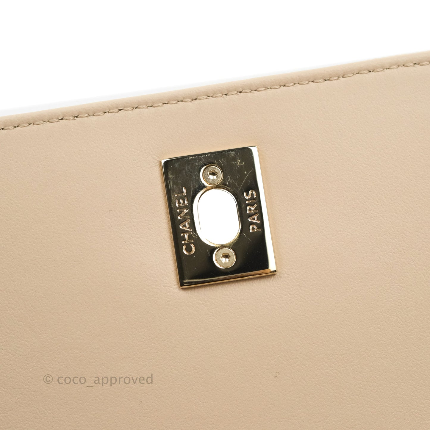 Chanel Quilted Medium Business Affinity Flap Light Beige Caviar Gold Hardware