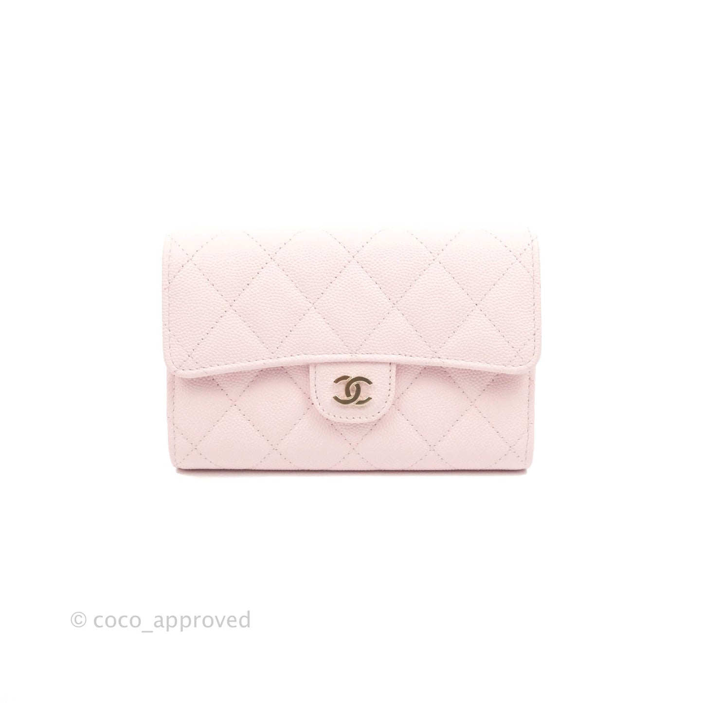 Chanel Quilted Medium Flap Wallet Pink Caviar Gold Hardware