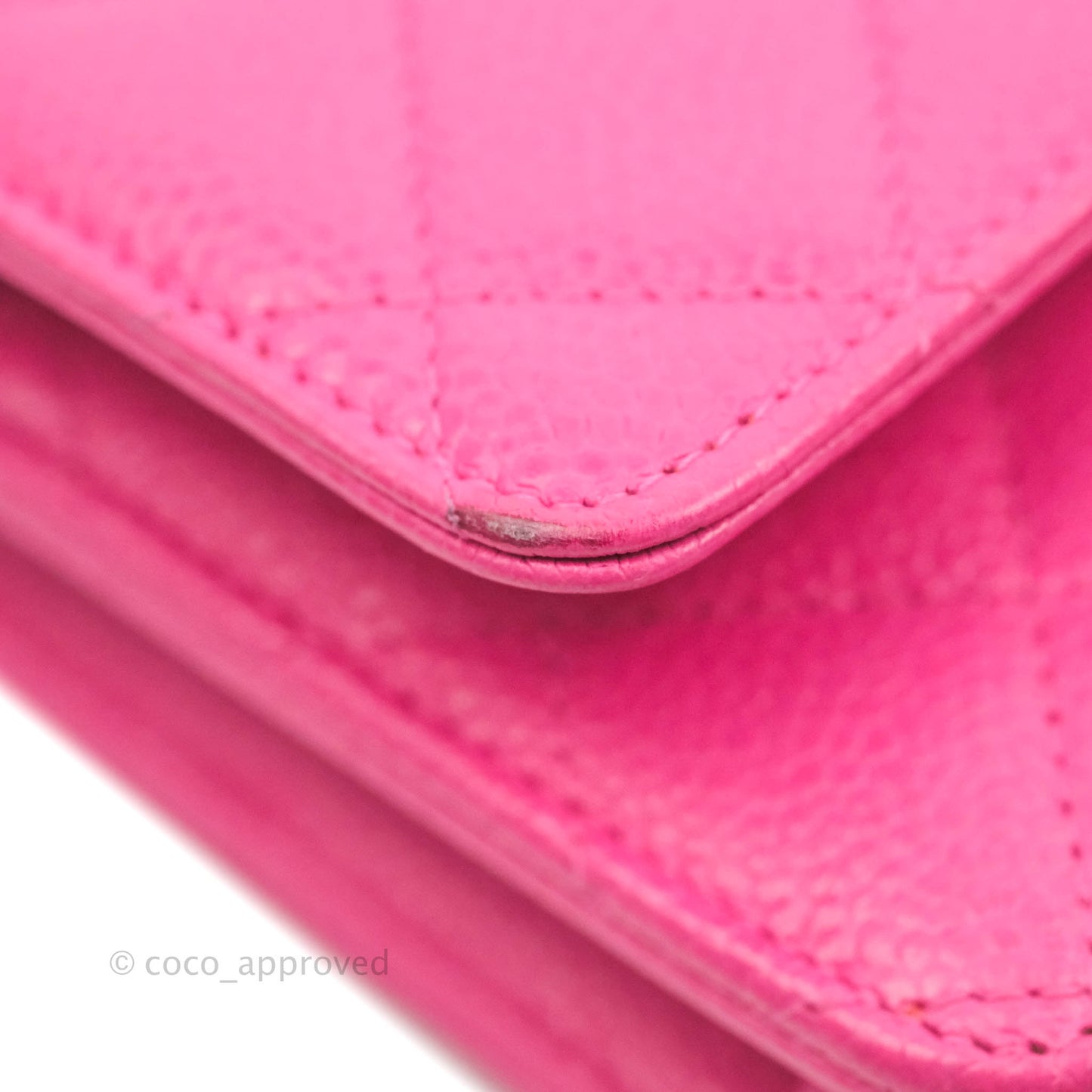 Chanel Quilted Wallet on Chain WOC Pink Caviar Silver Hardware
