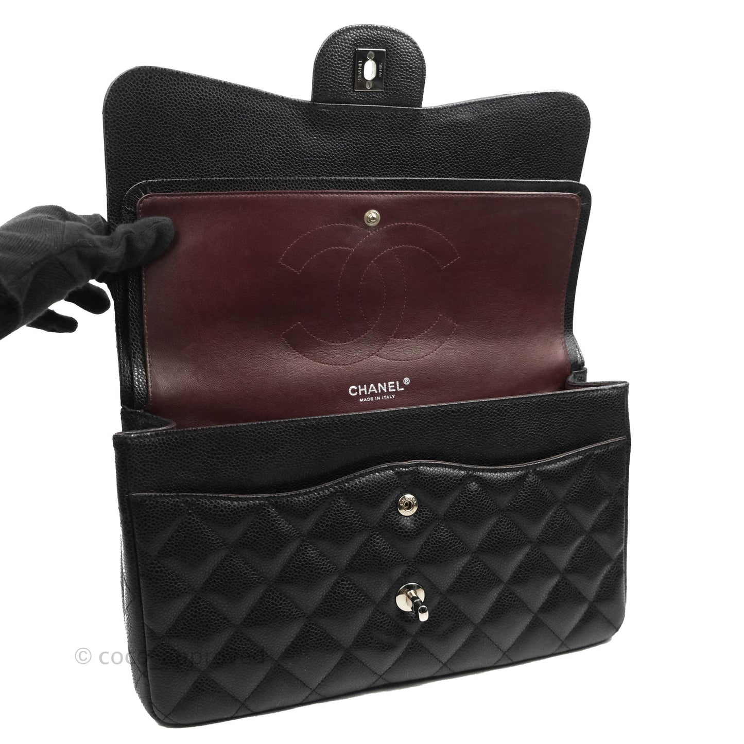 Chanel Classic Jumbo Double Flap Black Caviar Silver Hardware⁣⁣