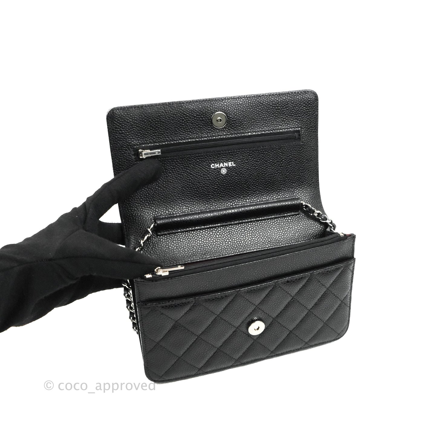 Chanel Quilted Classic WOC Black Caviar Silver Hardware