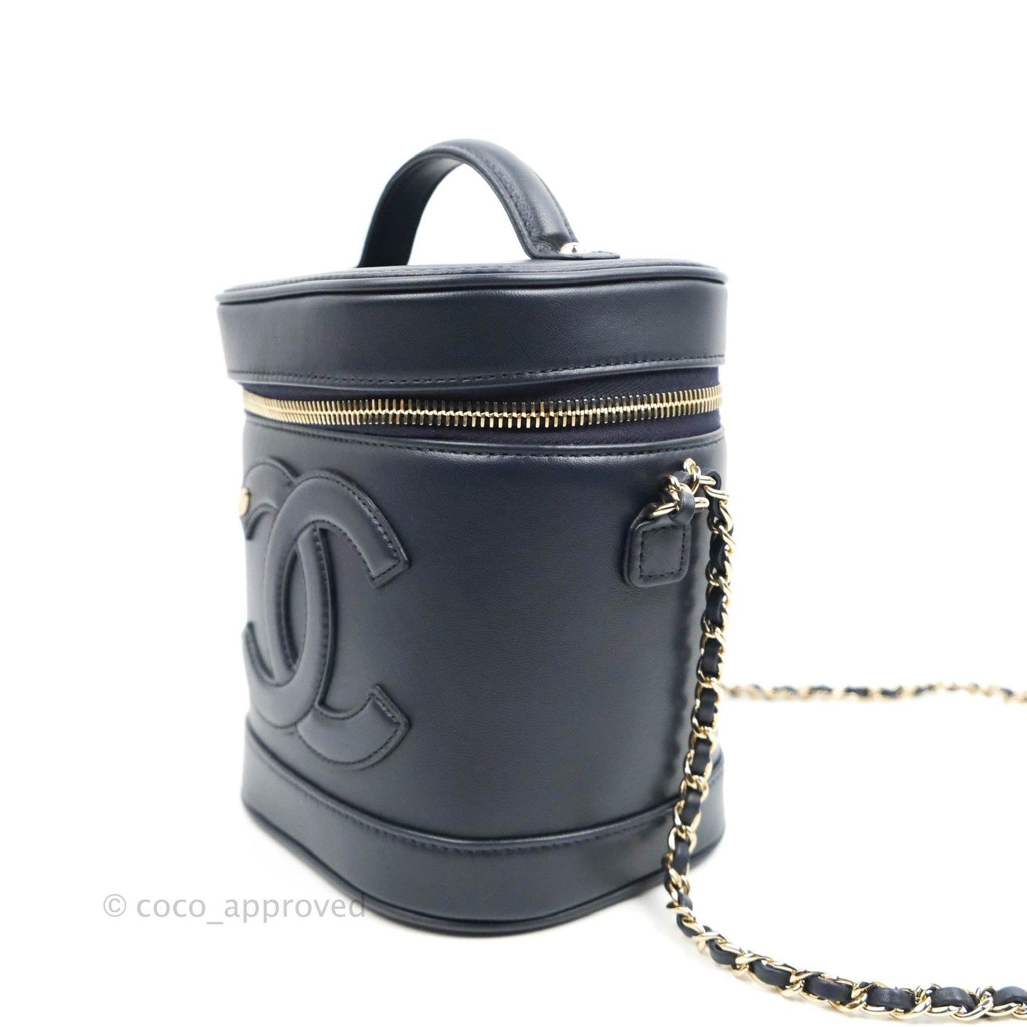 Chanel CC Mania Vanity Case Navy Lambskin Gold Hardware