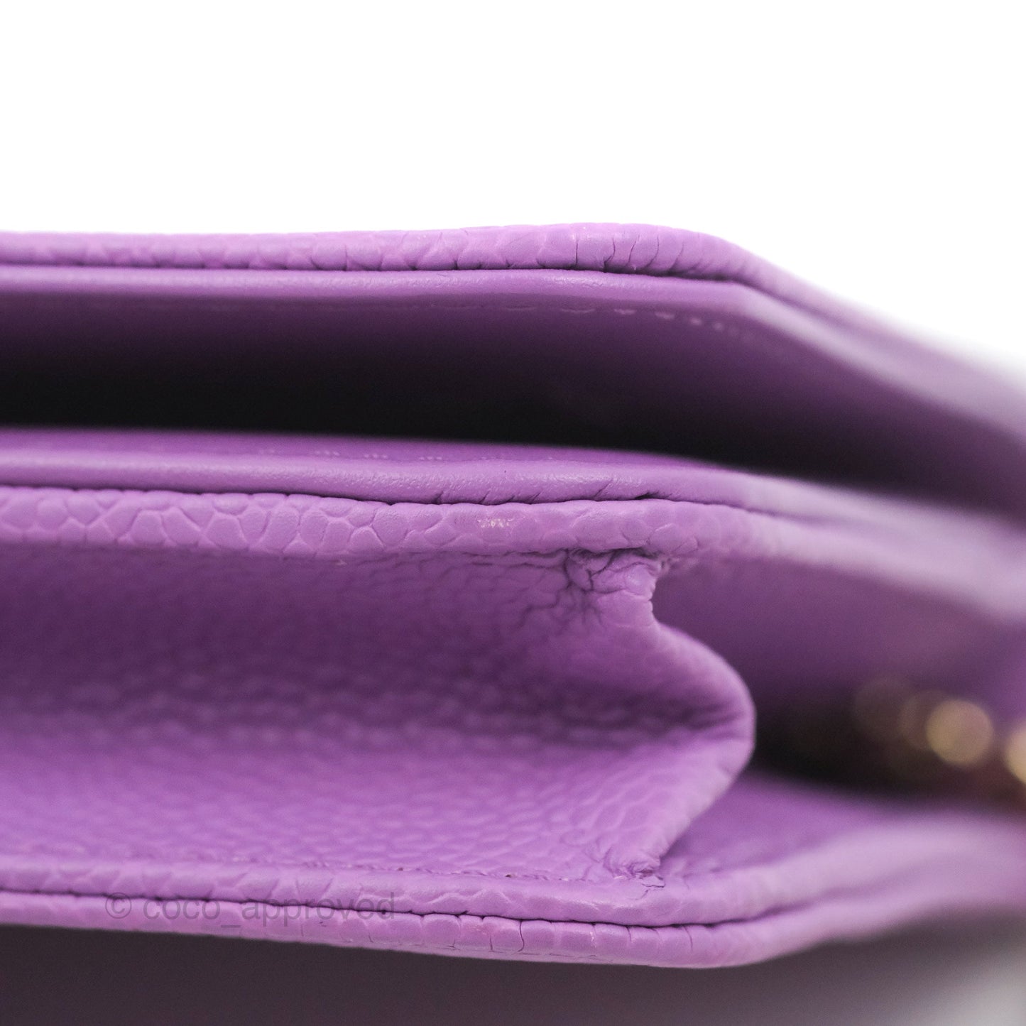 Chanel Quilted Boy Wallet on Chain WOC Purple Caviar Gold Hardware