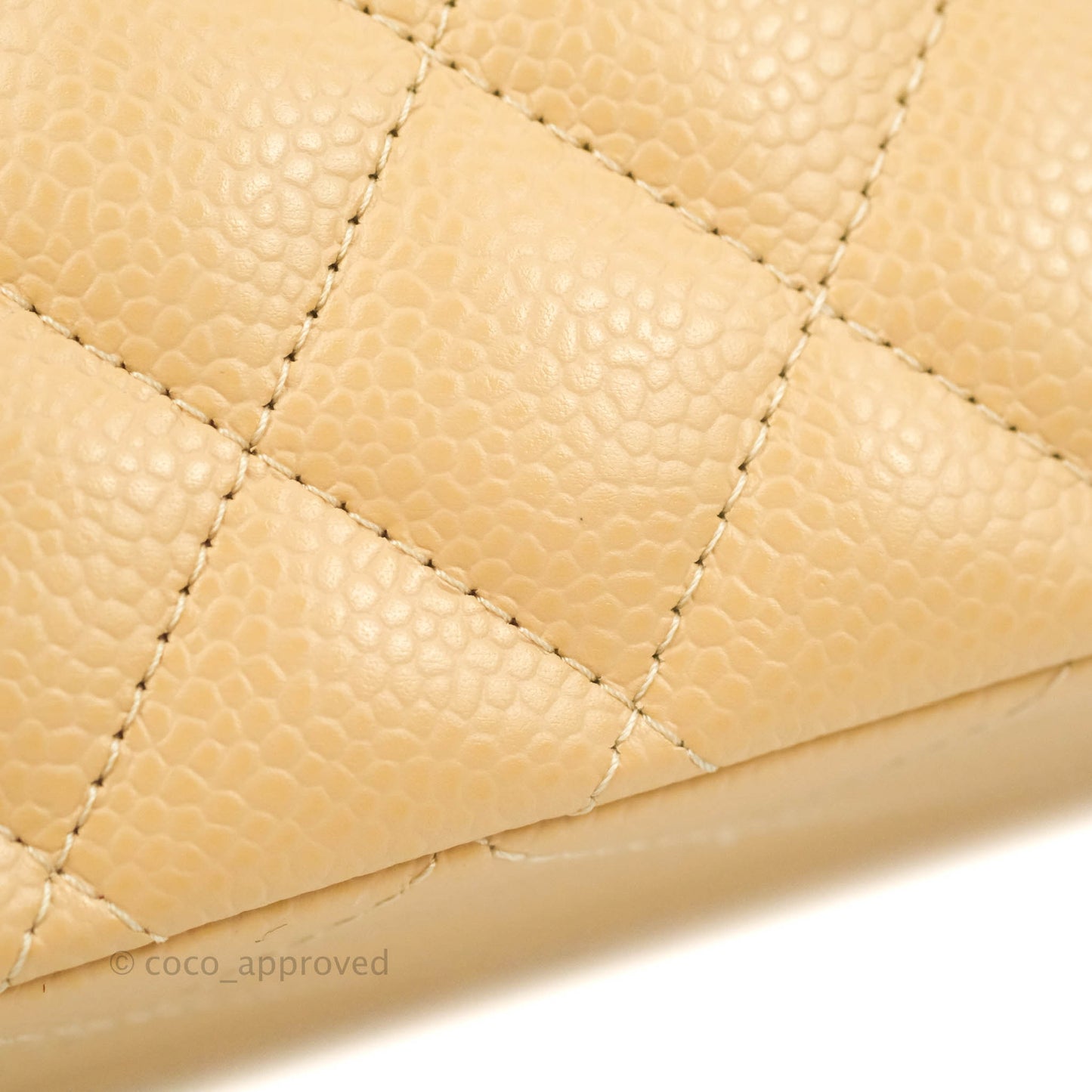 Chanel Classic M/L Medium Flap Quilted Beige Caviar Gold Hardware