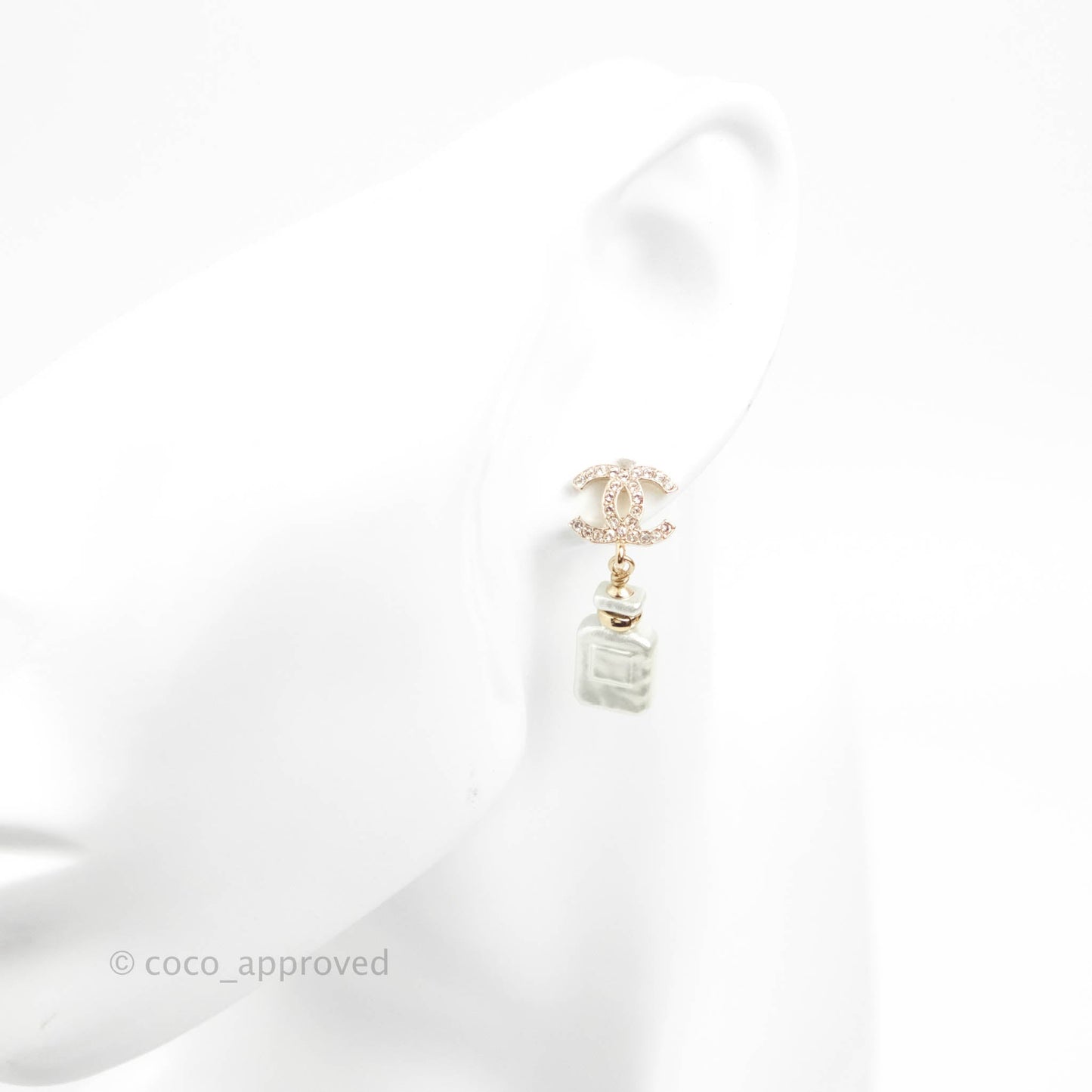 Chanel Crystal CC Perfume Bottle Drop Earrings 22S