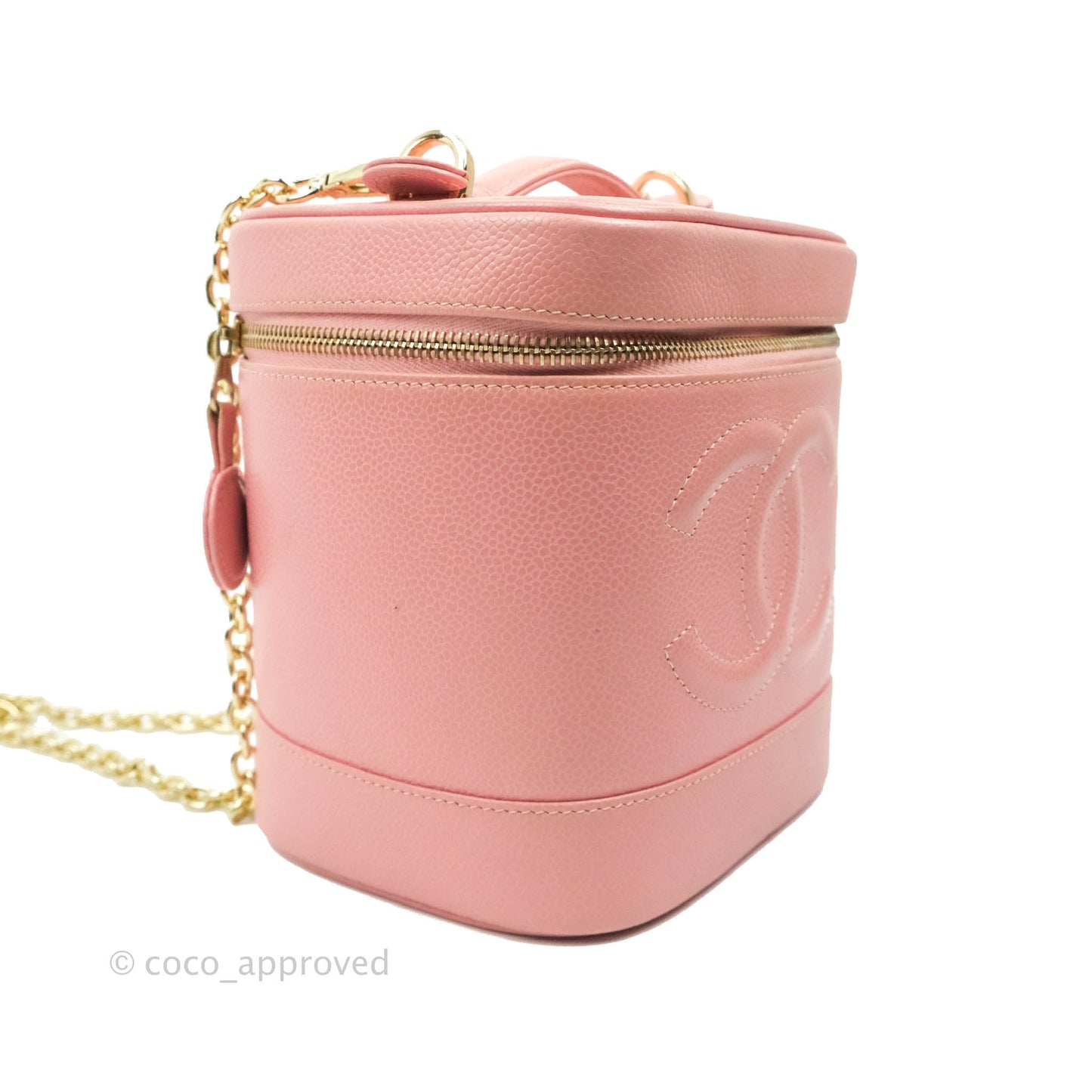 Chanel Vintage Vanity Case Pink Caviar Gold Hardware