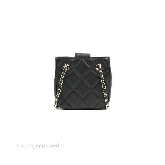 Chanel Mini Clutch With Chain Black Lambskin Gold Hardware 22C
