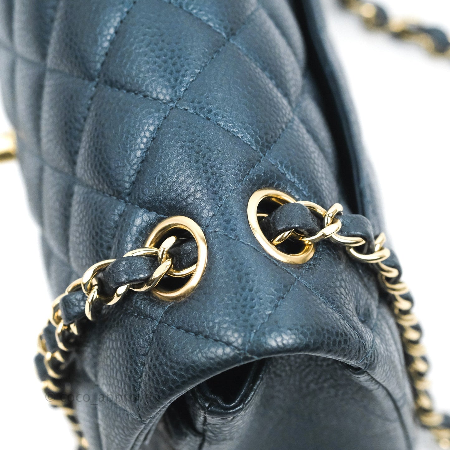 Chanel Small Classic Flap Quilted Iridescent Navy Caviar Gold Hardware 18S
