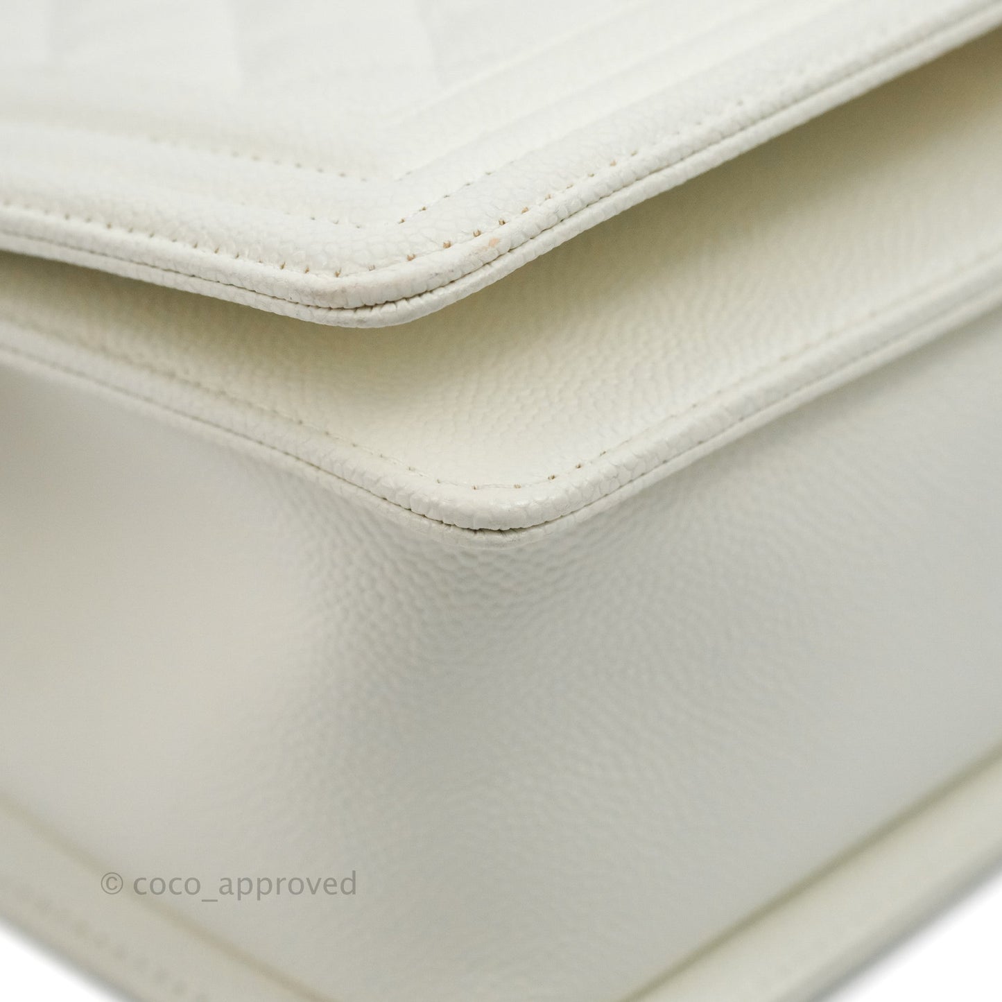 Chanel Quilted Medium Boy White Caviar Gold Hardware
