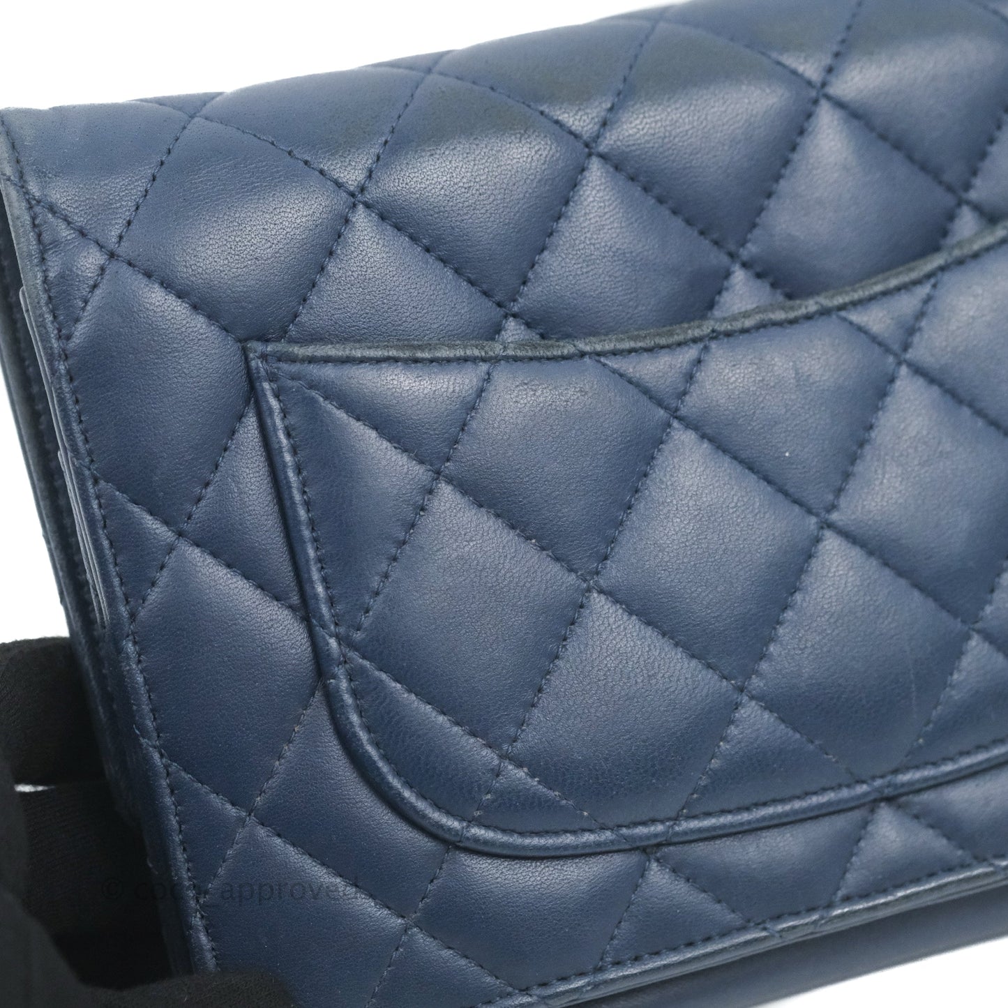 Chanel Quilted Classic Wallet on Chain WOC Navy Lambskin Silver Hardware