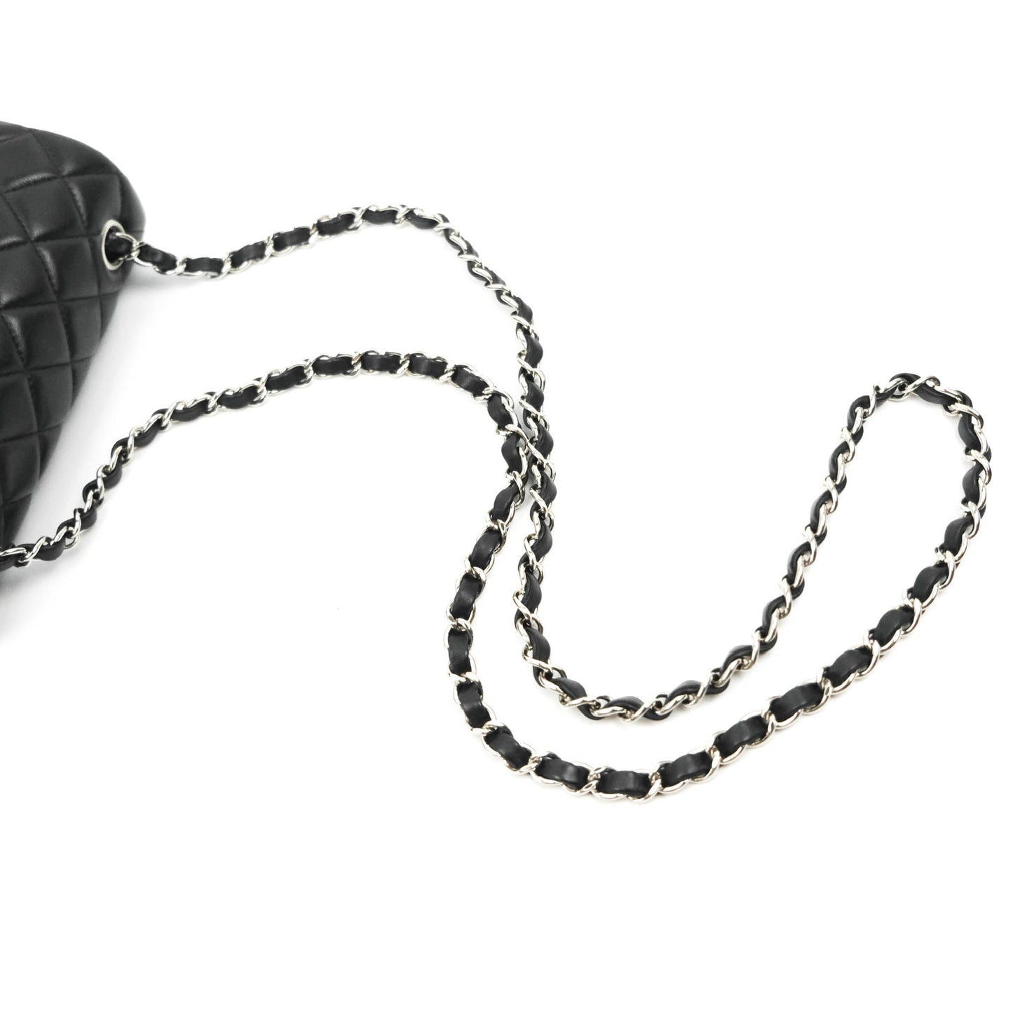 Chanel Quilted Mini Rectangular Flap Black Lambskin Silver Hardware