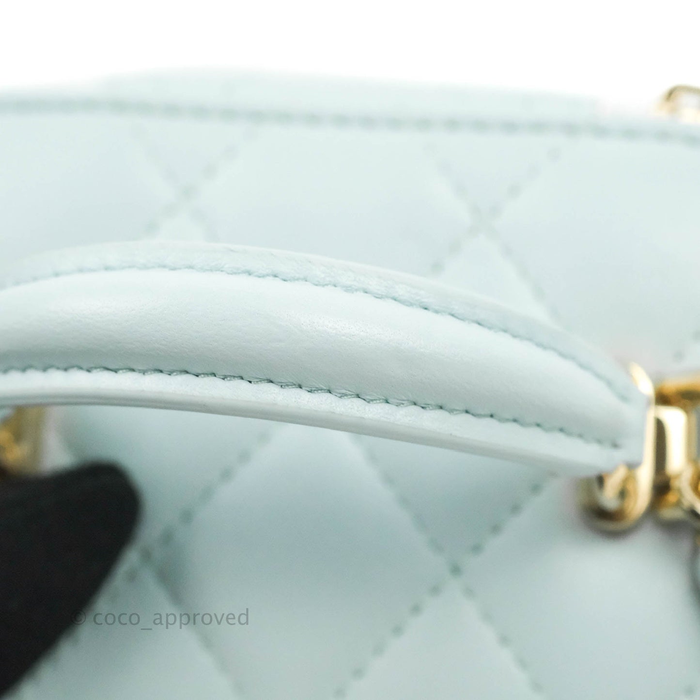 Chanel Mini Top Handle Vanity With Chain Light Blue Lambskin Gold Hardware