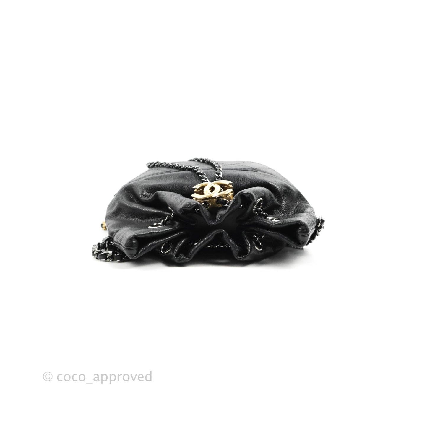 Chanel Small Gabrielle Drawstring Bag Black Calfskin