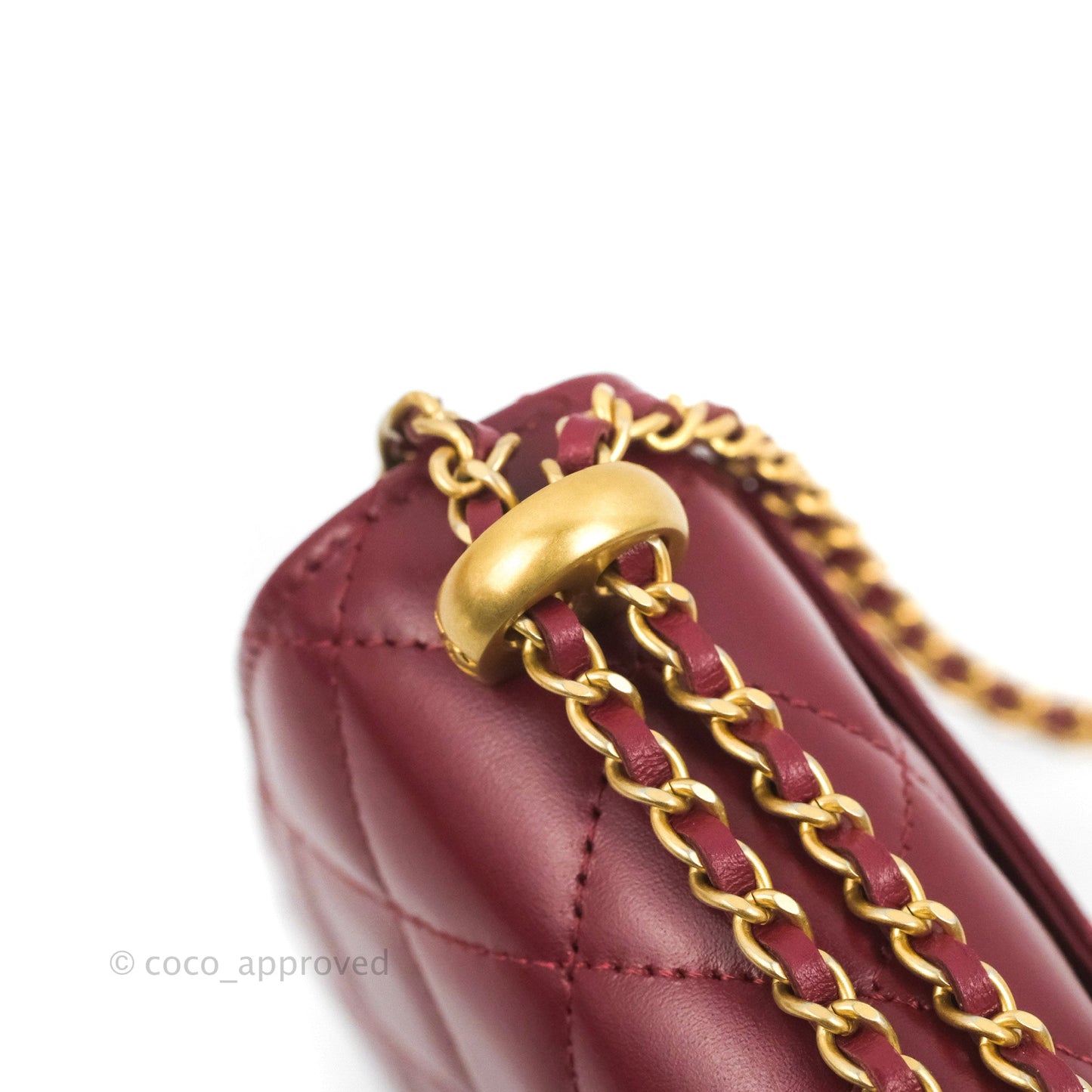 Chanel Quilted Perfect Fit Adjustable Wallet On Chain WOC Burgundy Calfskin Aged Gold Hardware