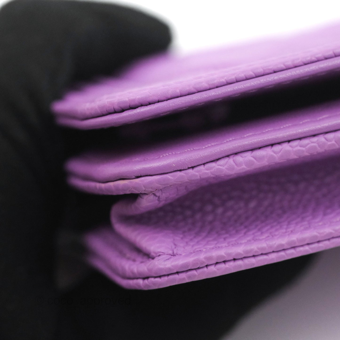 Chanel Quilted Boy Wallet on Chain WOC Purple Caviar Gold Hardware