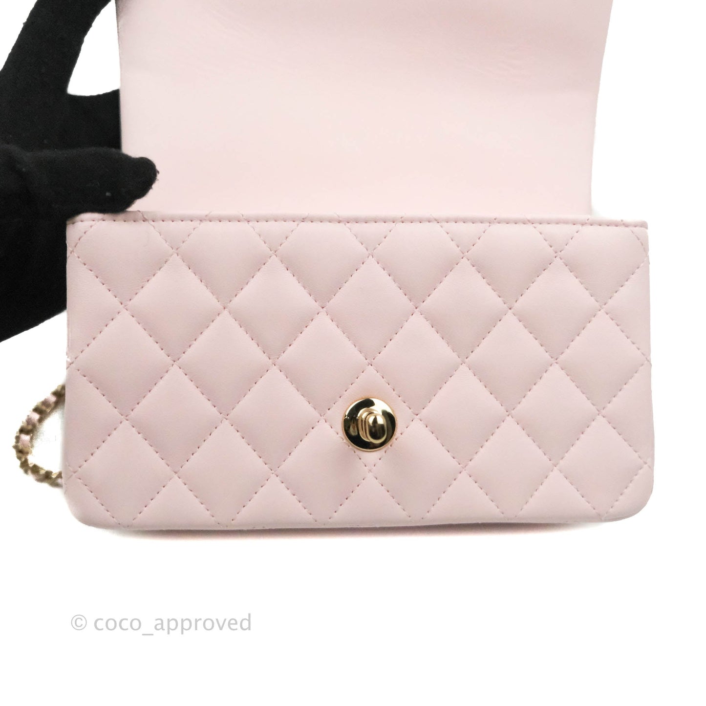 Chanel Top Handle Mini Rectangular Flap Bag Light Pink Lambskin Gold Hardware 22P