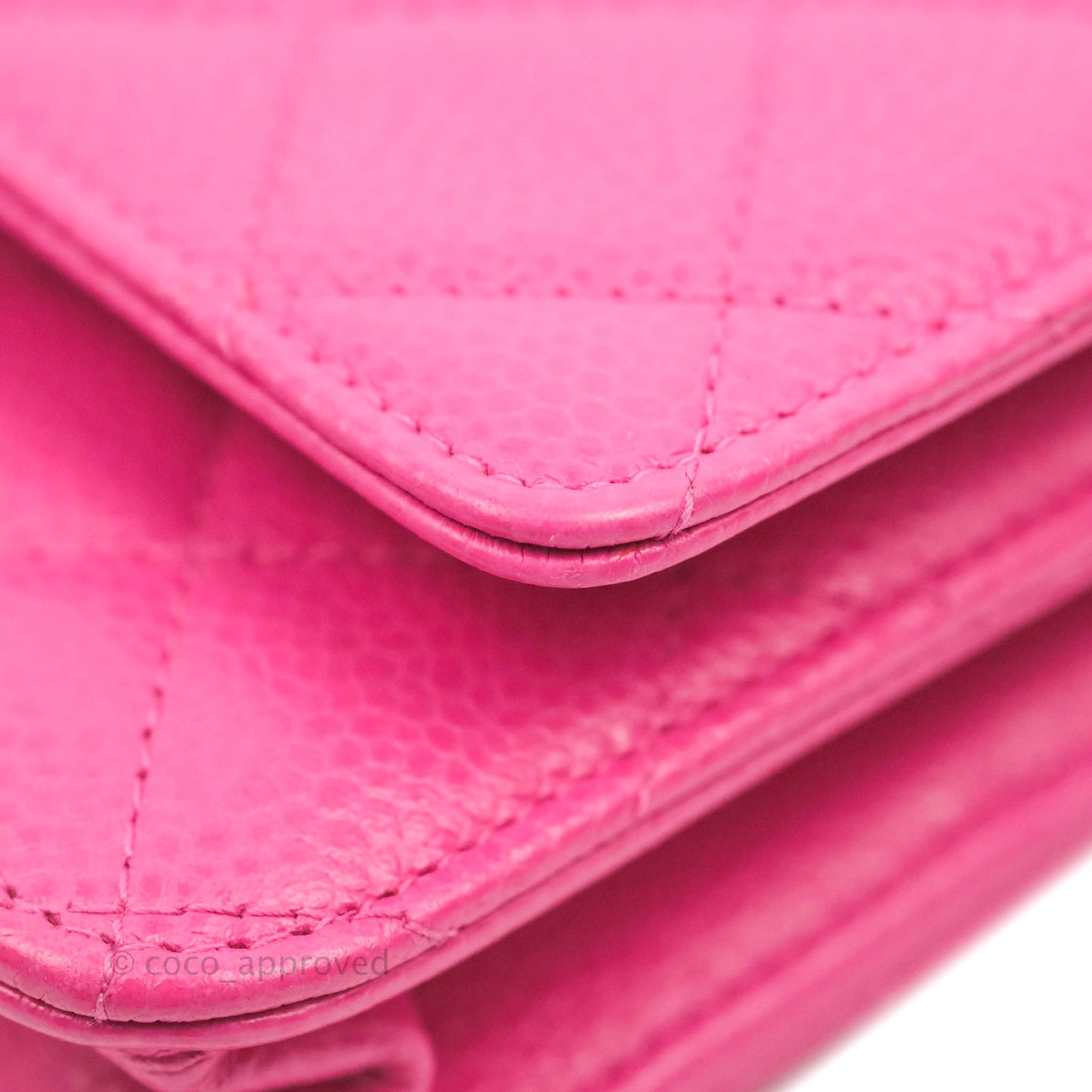 Chanel Quilted Wallet on Chain WOC Pink Caviar Silver Hardware