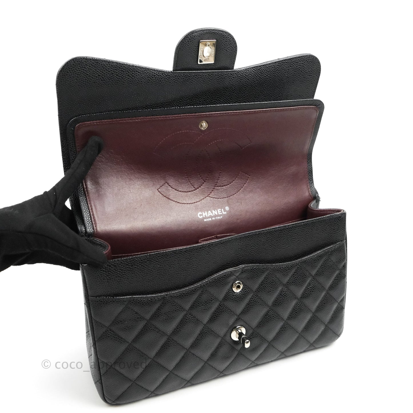 Chanel Jumbo Double Flap Black Caviar Silver Hardware⁣⁣