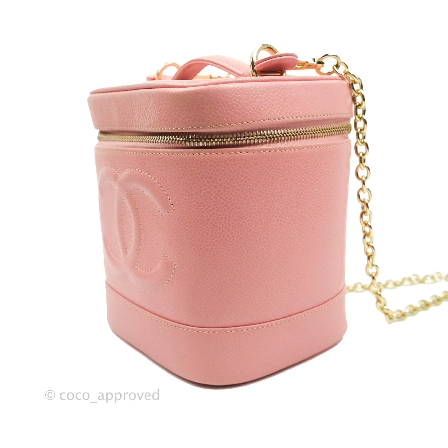 Chanel Vintage Vanity Case Pink Caviar Gold Hardware