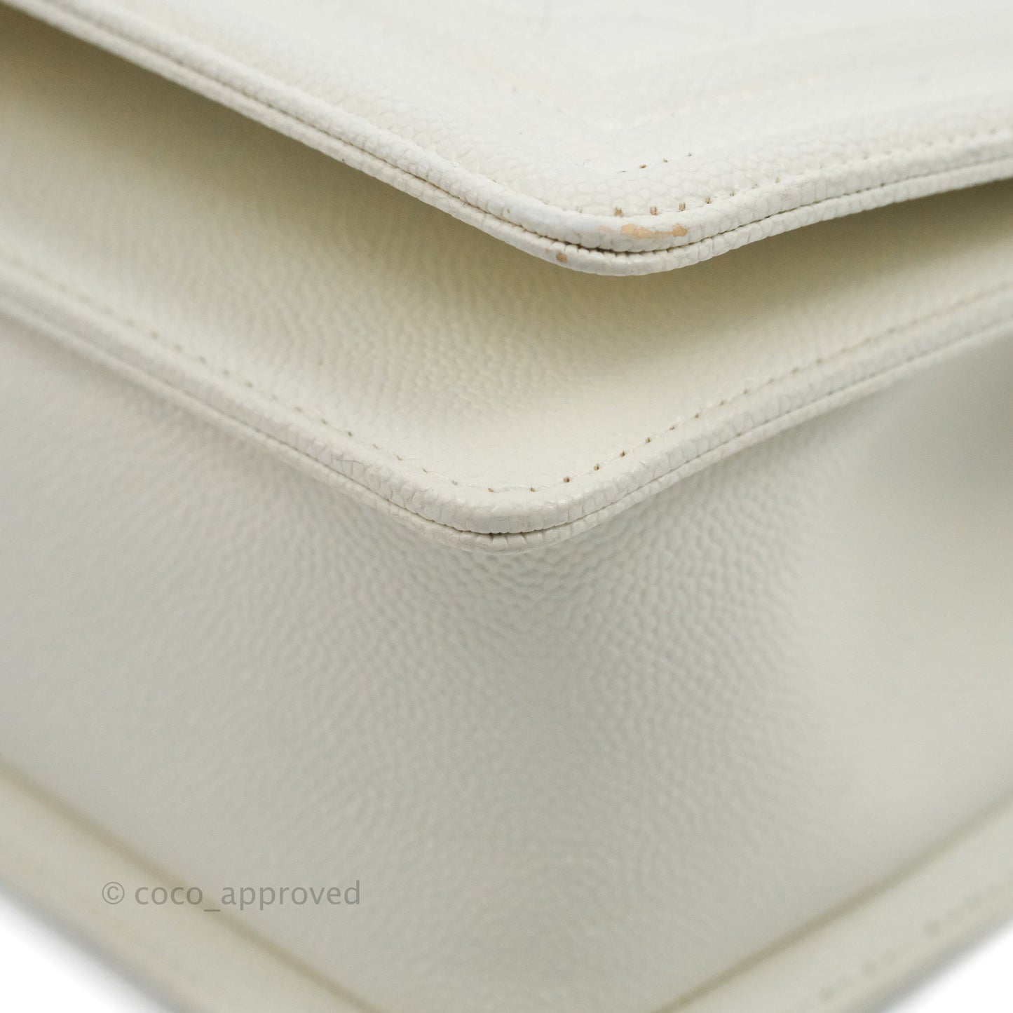 Chanel Quilted Medium Boy White Caviar Gold Hardware