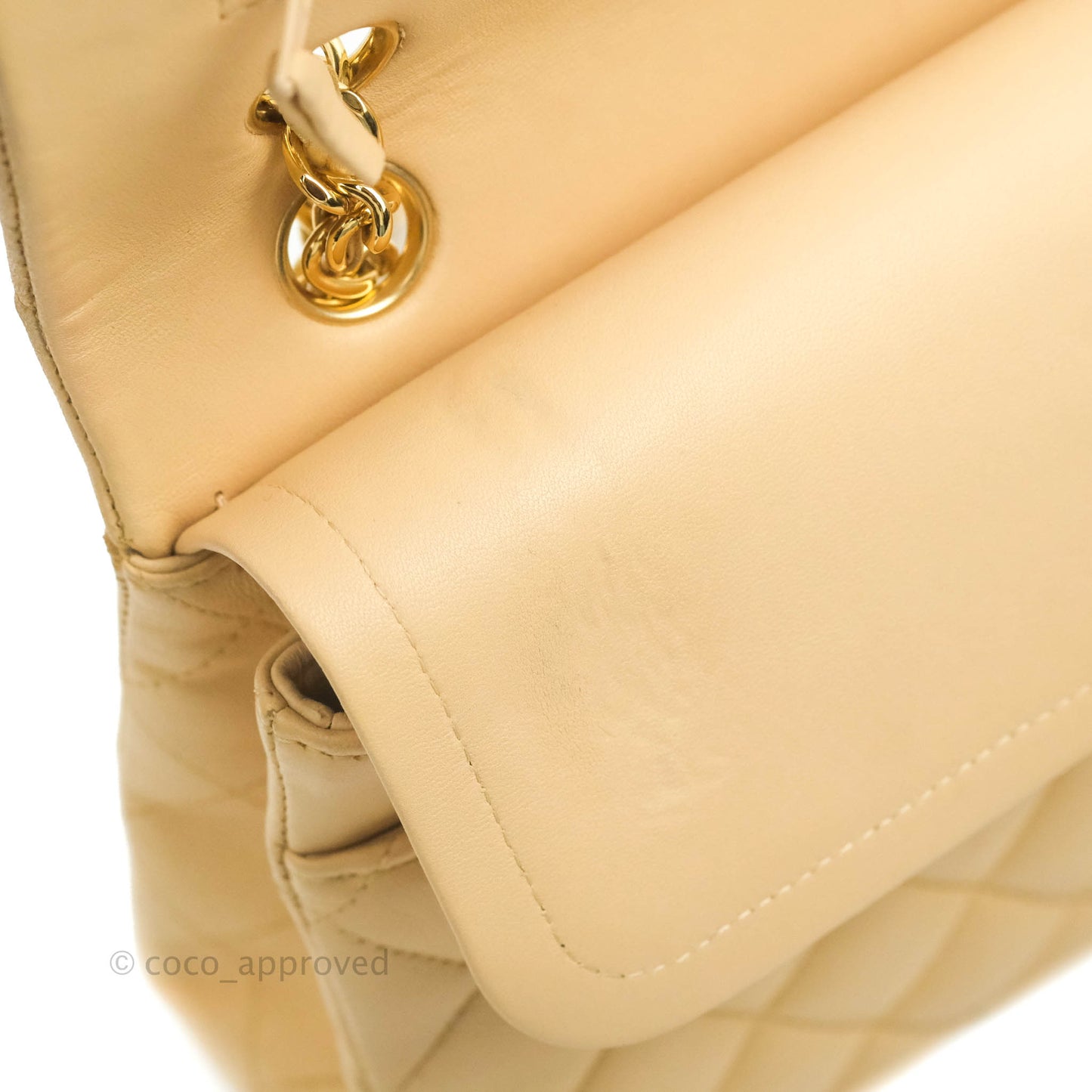 Chanel Classic M/L Medium Flap Quilted Beige Lambskin Gold Hardware