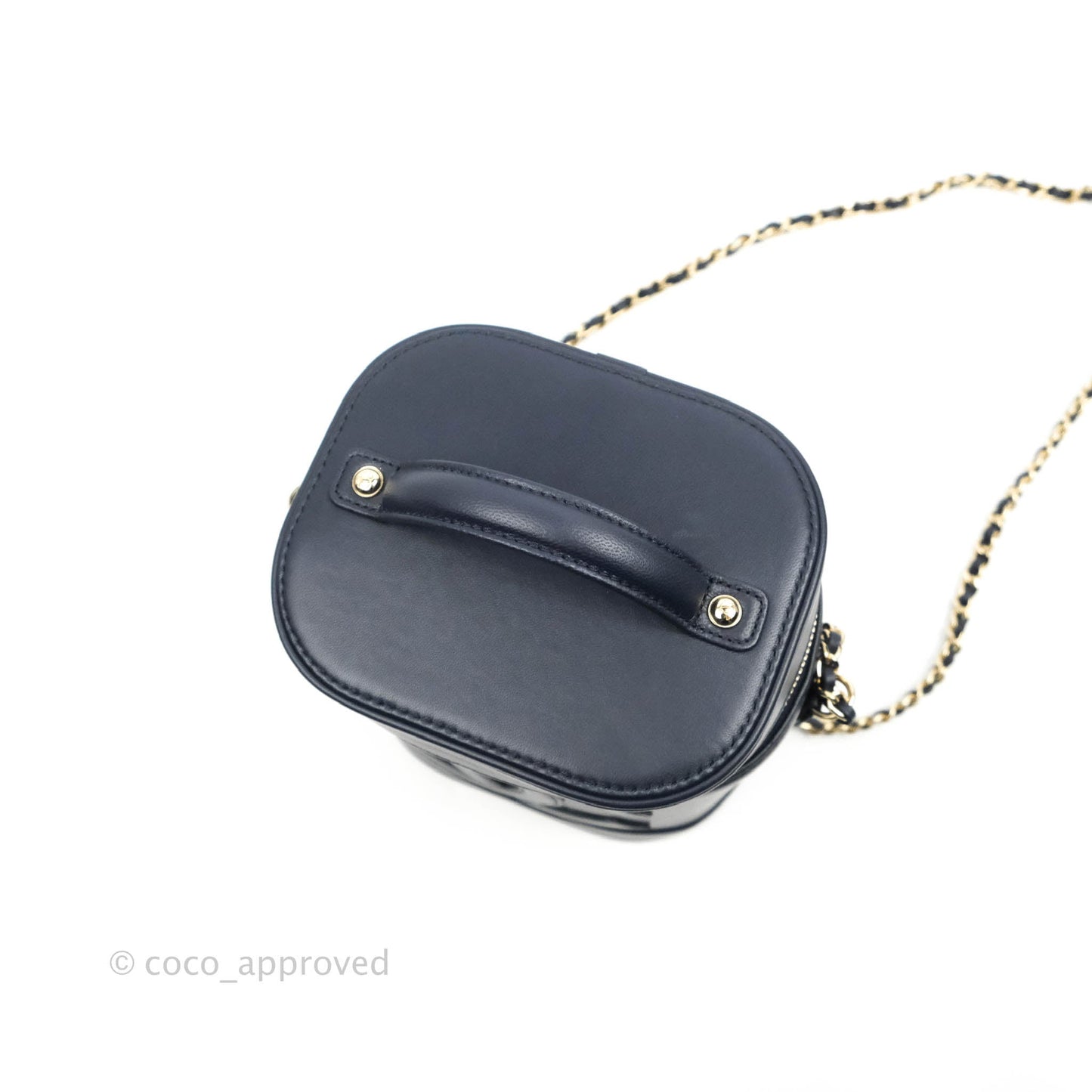 Chanel CC Mania Vanity Case Navy Lambskin Gold Hardware
