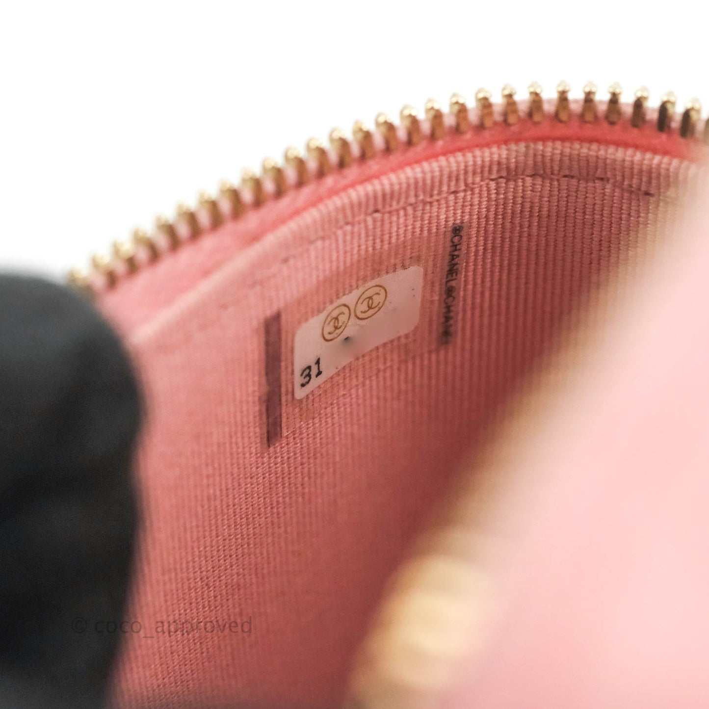 Chanel Vanity Phone Holder With Chain Pink Caviar Gold Hardware